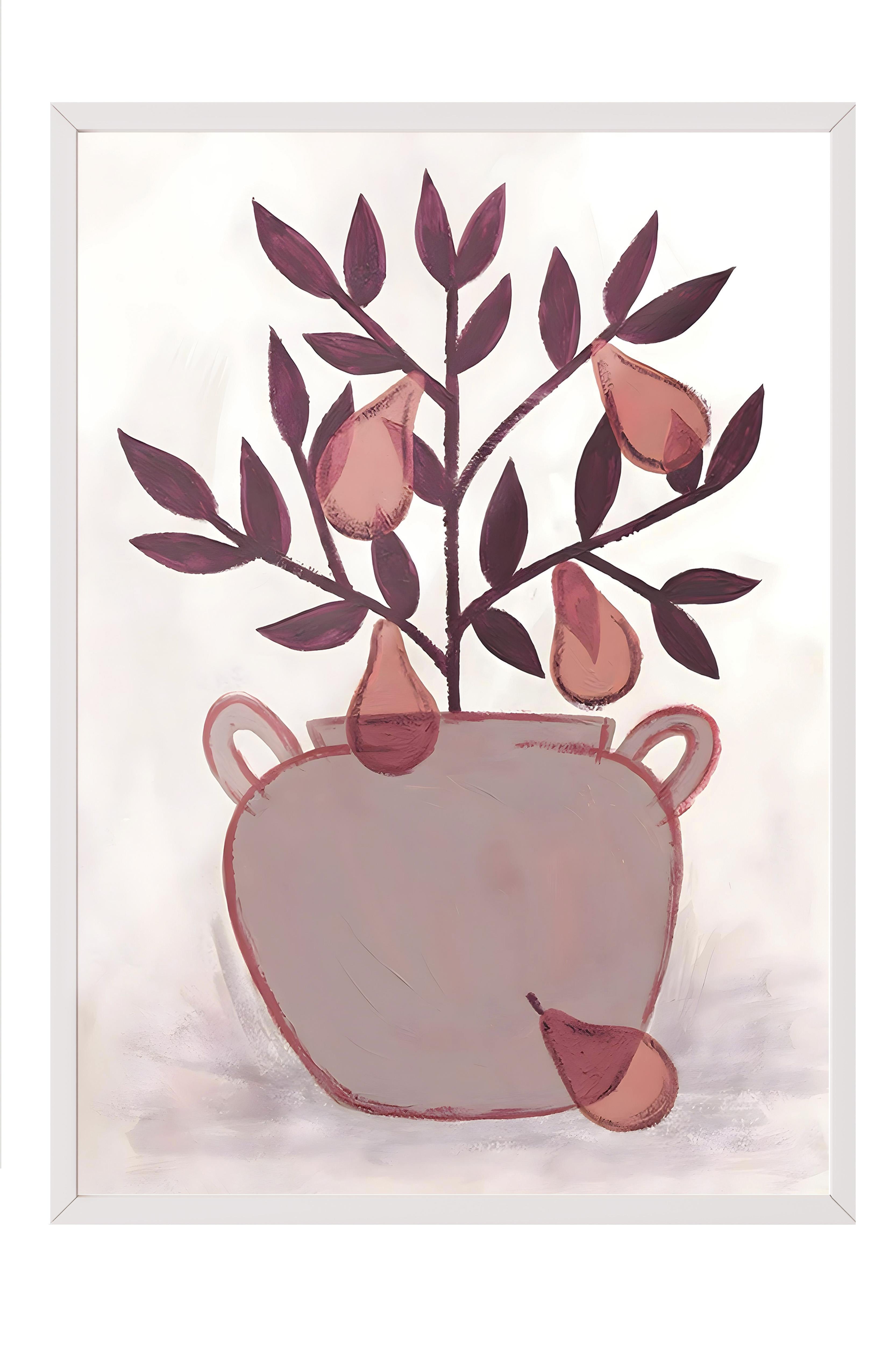 Beyaz Çerçeveli Tablo, Poster ve Çerçeve Seti, Duvar Tablosu, Pear Plant Comfort Serisi NO:108609