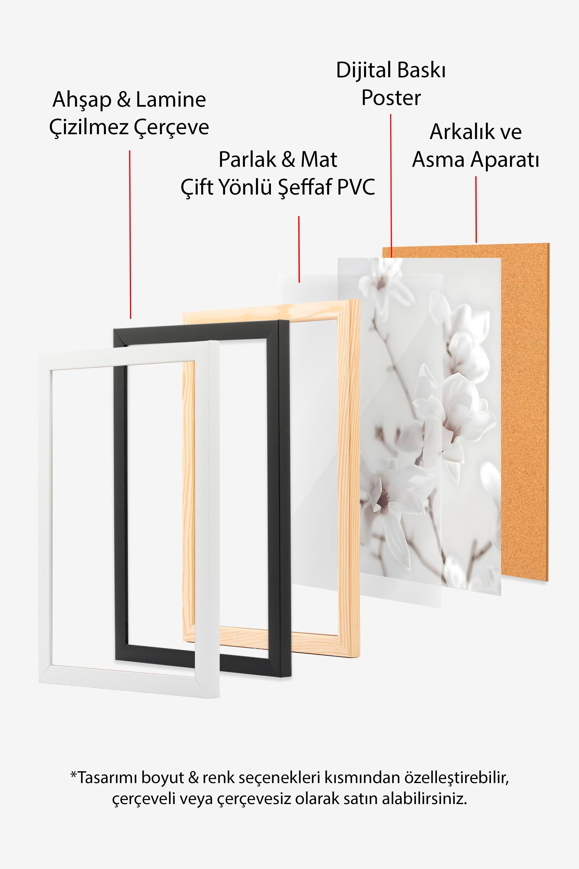 Beyaz Çerçeveli Tablo, Duvar Tablosu, Pink And Red Brush Strokes Comfort Serisi NO:108706