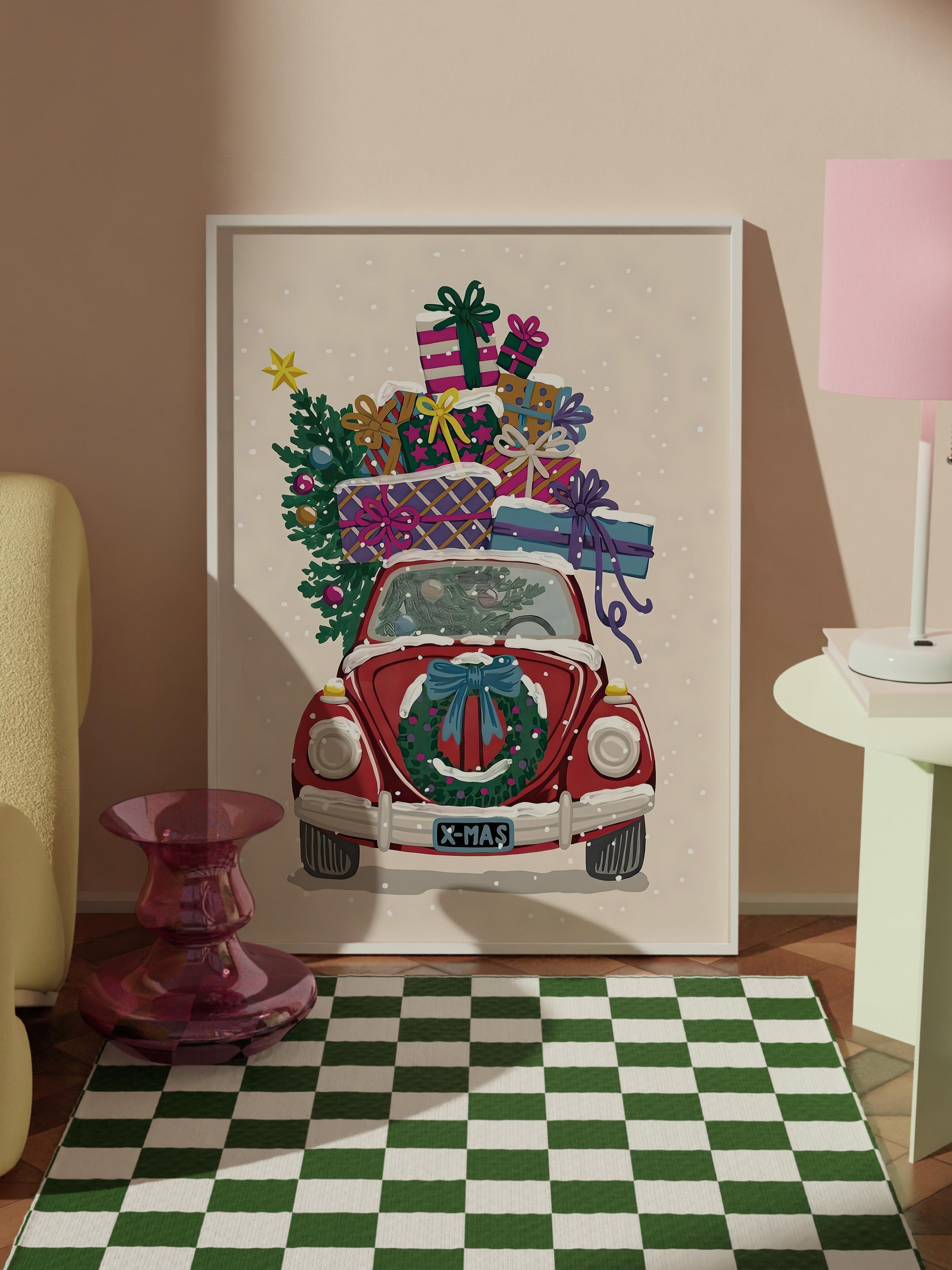 Beyaz Çerçeveli Tablo, Çerçeveli Yılbaşı Poster, Ready for Christmas Comfort Serisi NO:108664