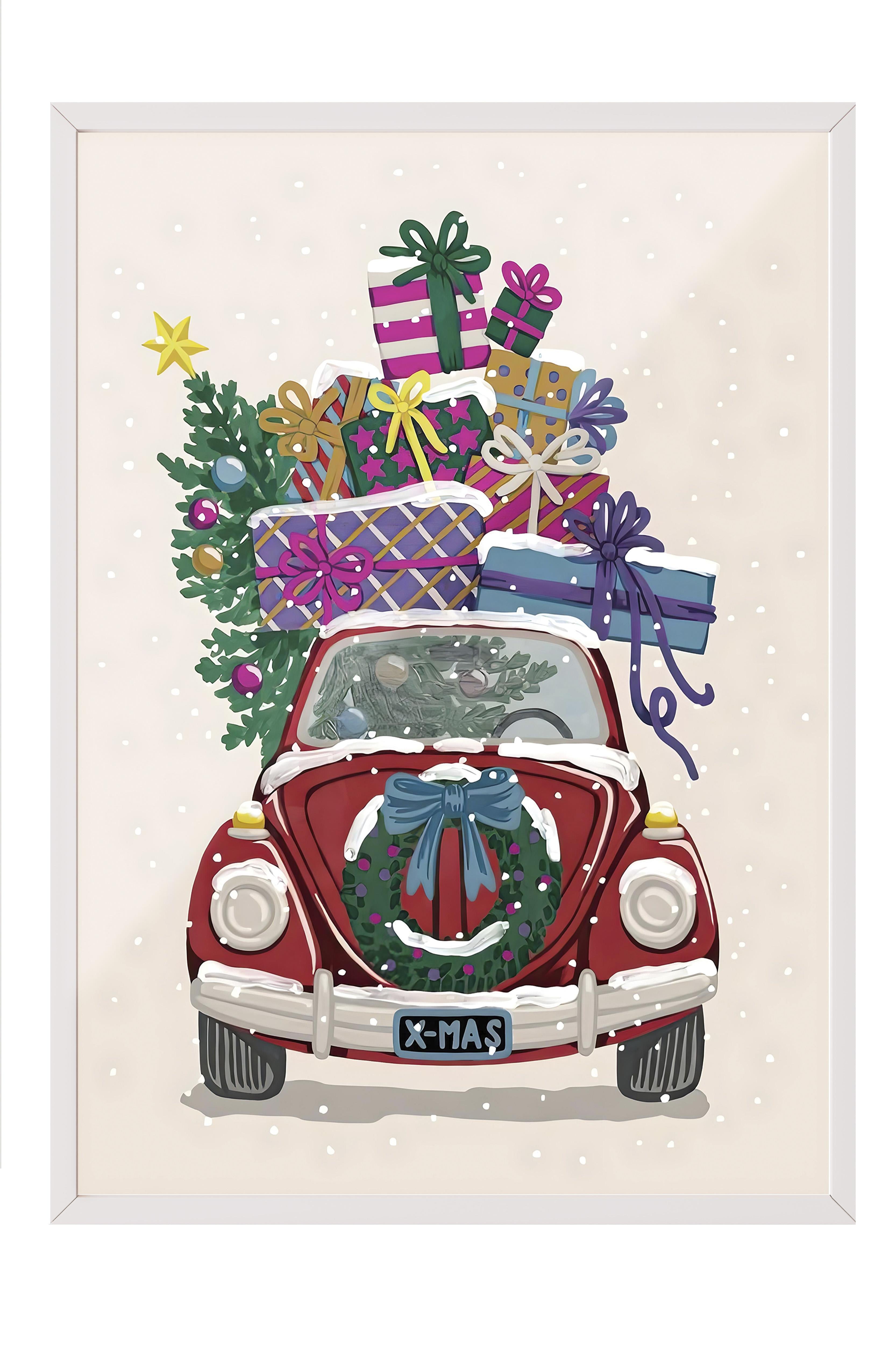 Beyaz Çerçeveli Tablo, Çerçeveli Yılbaşı Poster,  Ready for Christmas Comfort Serisi NO:108664