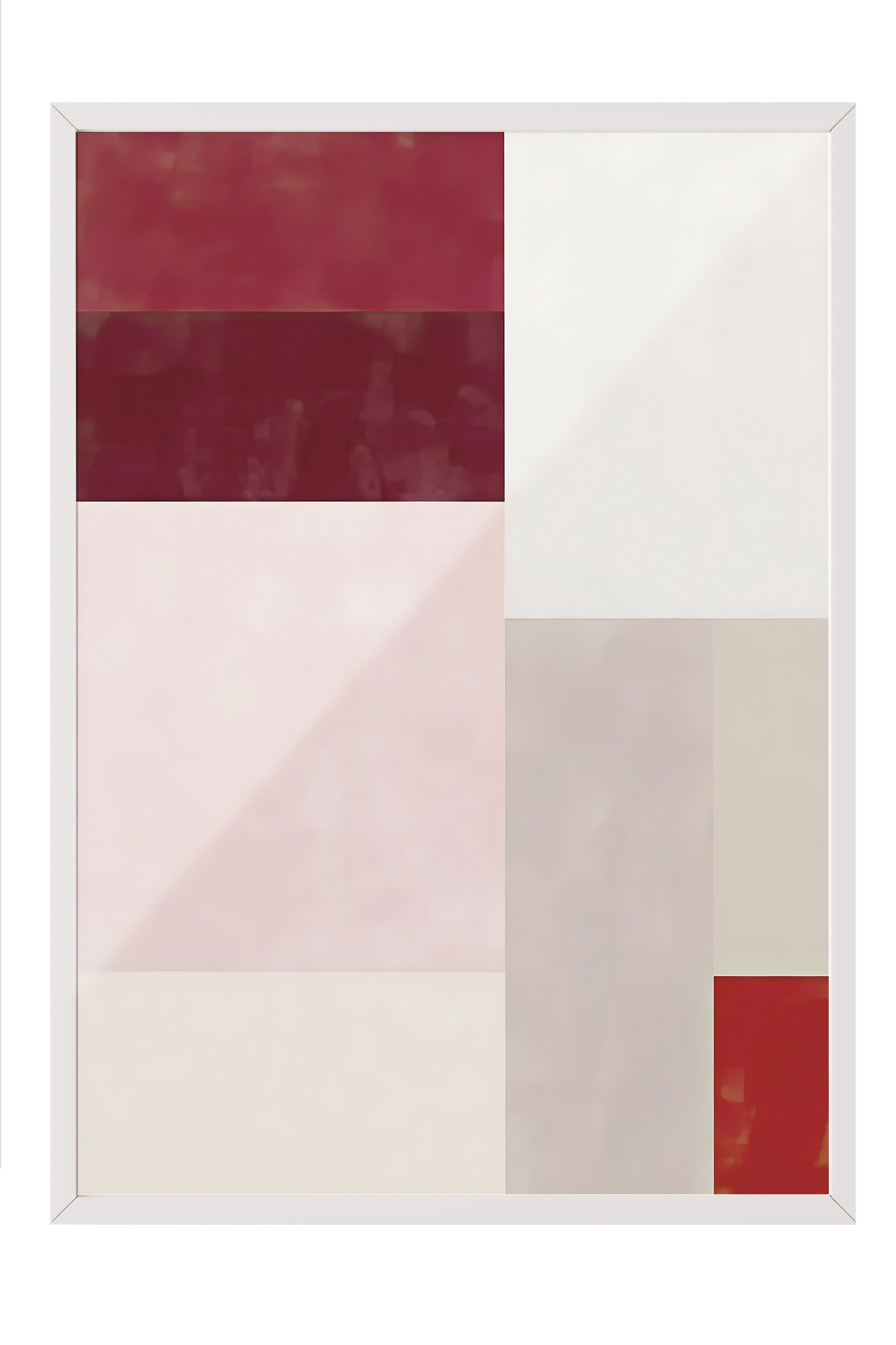 Beyaz Çerçeveli Tablo, Duvar Tablosu, Red And Pink Colour Block Comfort Serisi NO:108707