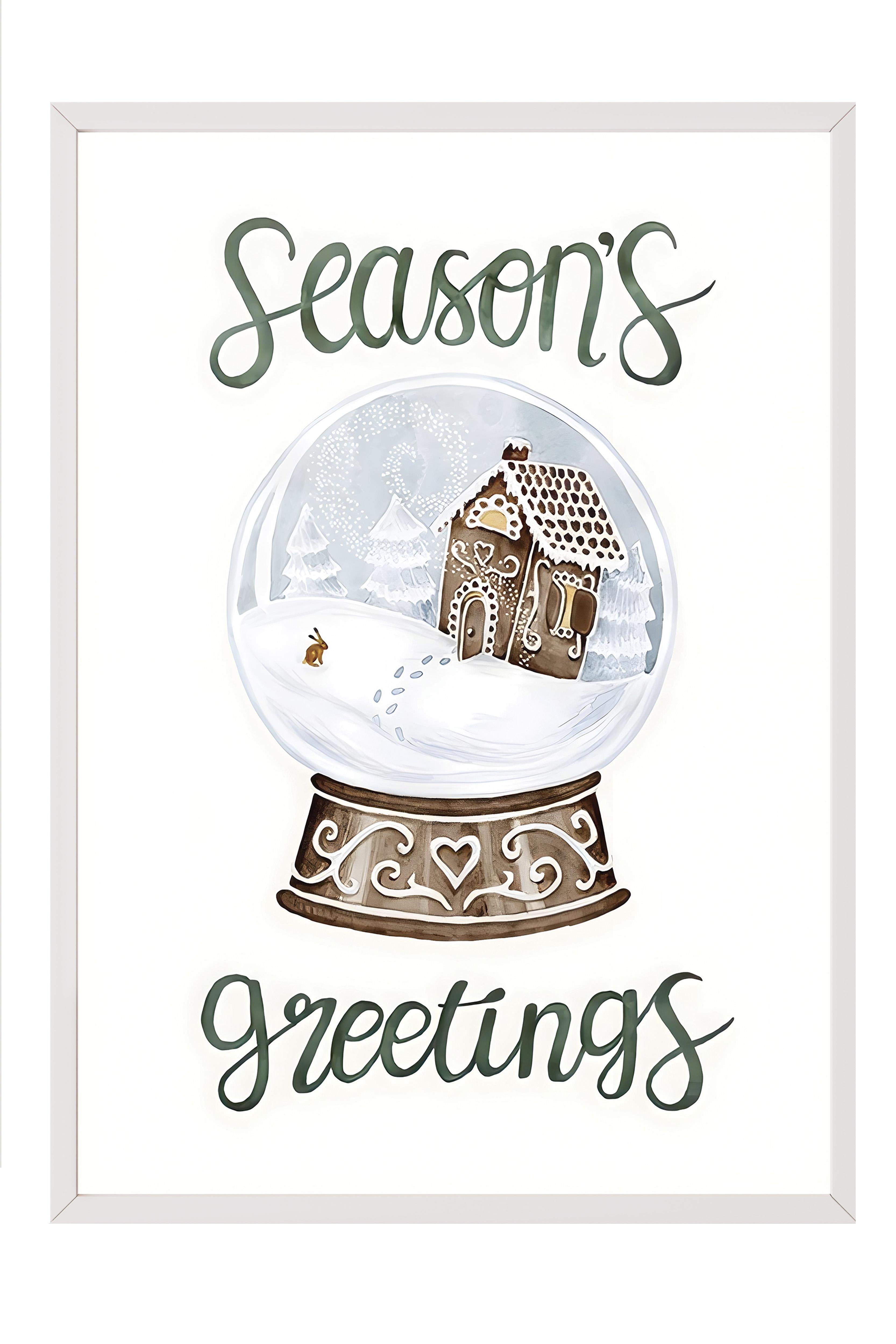 Beyaz Çerçeveli Tablo, Çerçeveli Yılbaşı Poster, Yılbaşı Dekoru, Snow Globe Comfort Serisi NO:108638