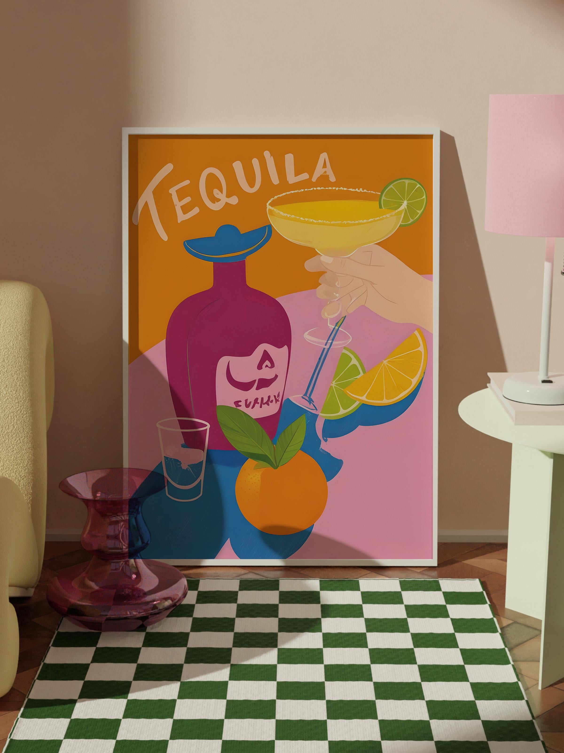 Beyaz Çerçeveli Tablo, Duvar Tablosu, Tequila Made Me Do It Comfort Serisi NO:108618