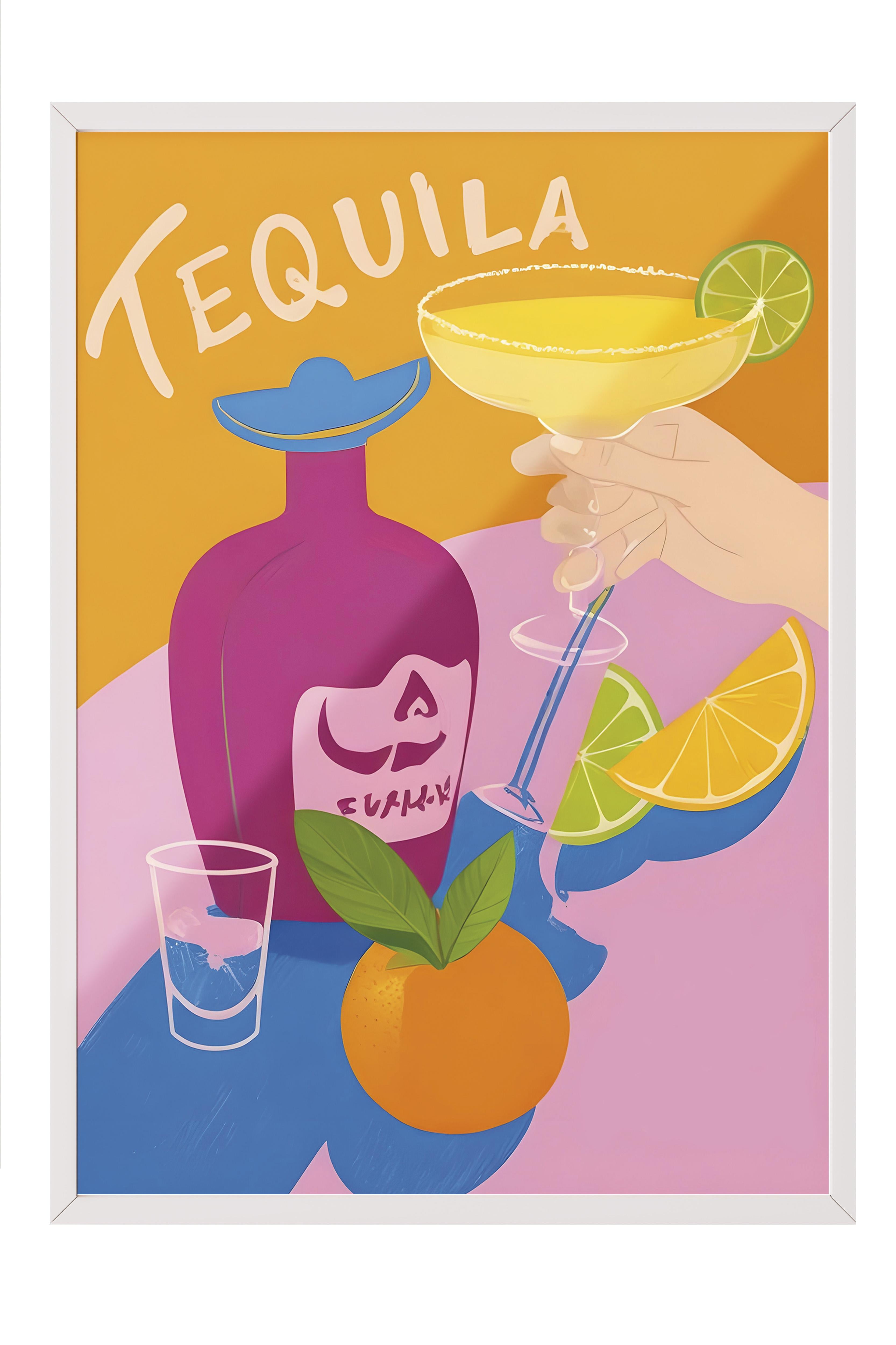 Beyaz Çerçeveli Tablo, Duvar Tablosu, Tequila Made Me Do It Comfort Serisi NO:108618