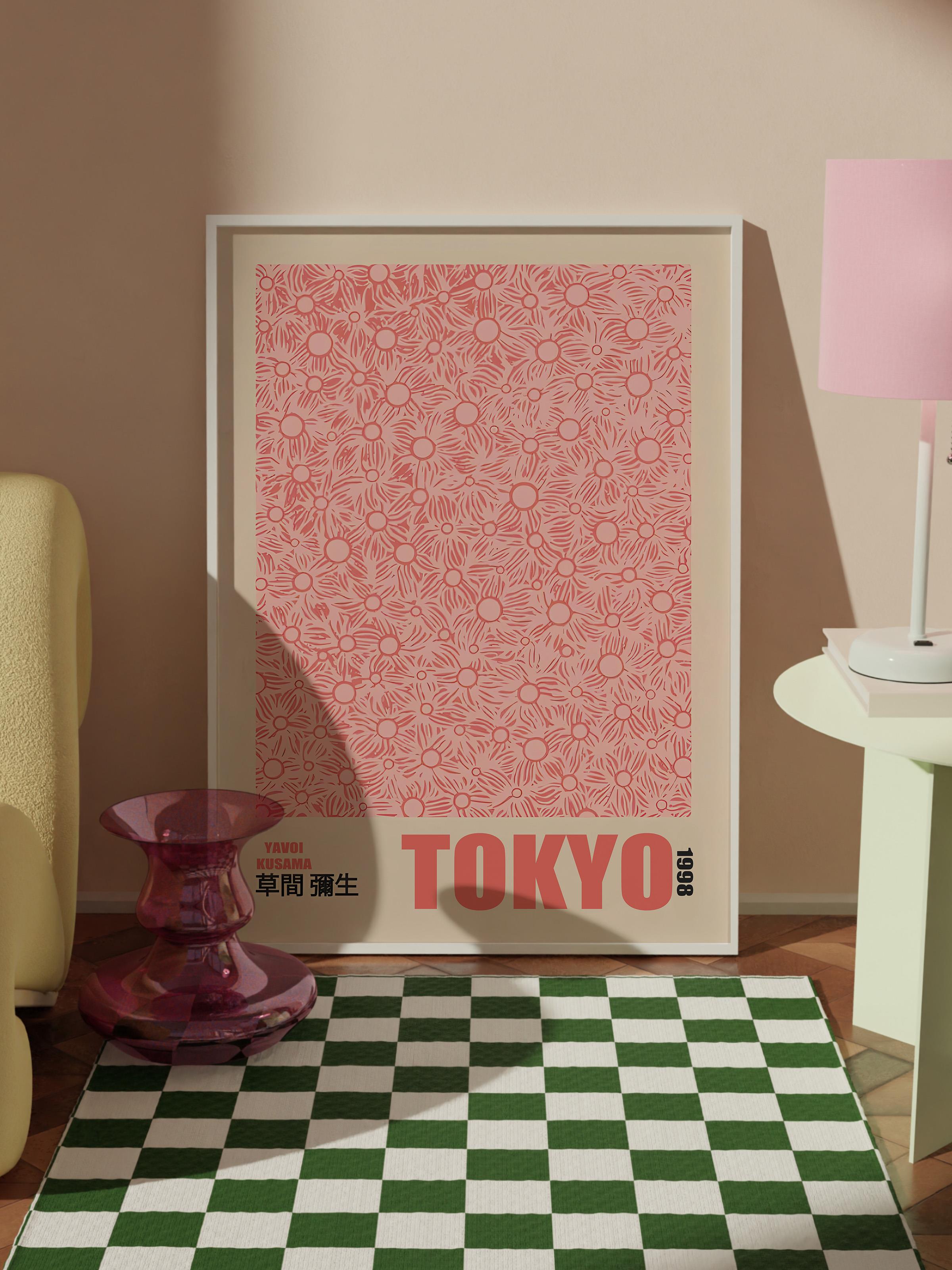 Beyaz Çerçeveli Tablo, Duvar Tablosu, Yayoi Kusama - Tokyo Comfort Serisi NO:108719