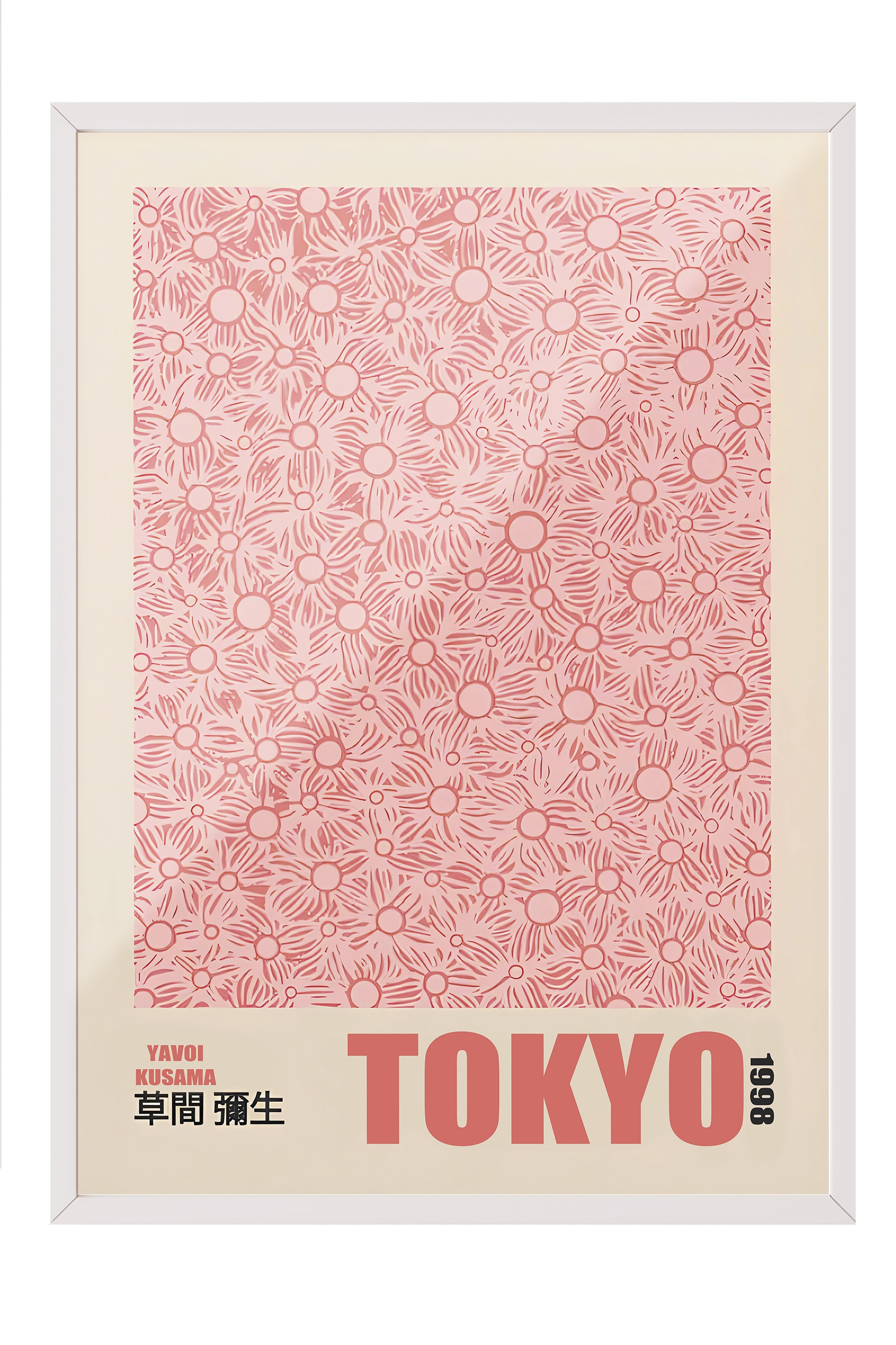 Beyaz Çerçeveli Tablo, Duvar Tablosu, Yayoi Kusama - Tokyo Comfort Serisi NO:108719