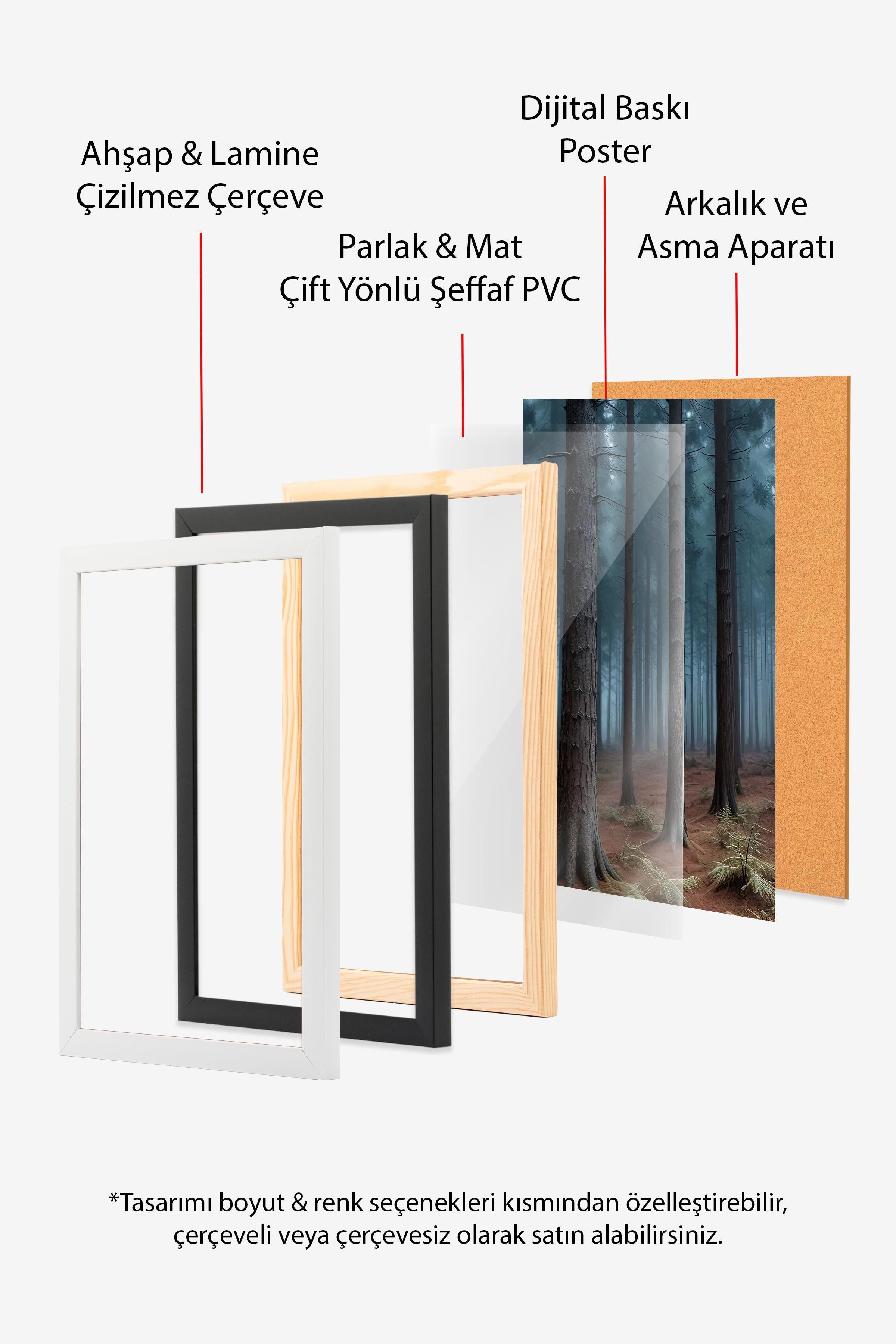 Beyaz Çerçeveli Tablo, Poster ve Çerçeve Seti, Harmonic Comfort Serisi NO:108578