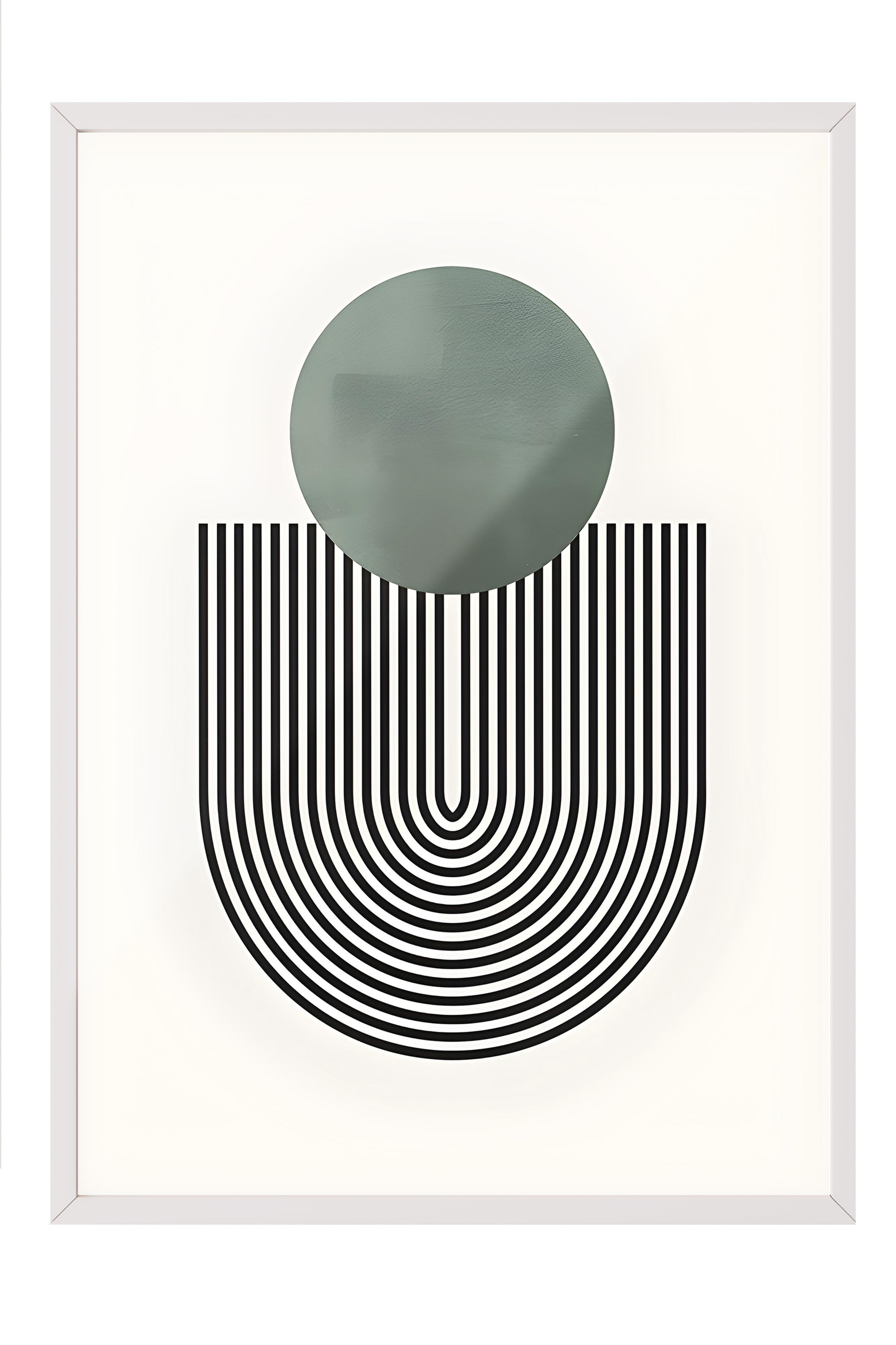 Beyaz Çerçeveli Tablo, Poster ve Çerçeve Seti, Mid Century Green No1 Comfort Serisi NO:108589