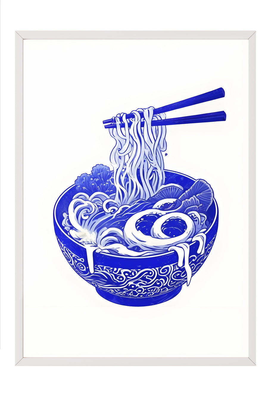 Mavi Ramen Kasesi Poster – Beyaz Çerçeveli Tablo