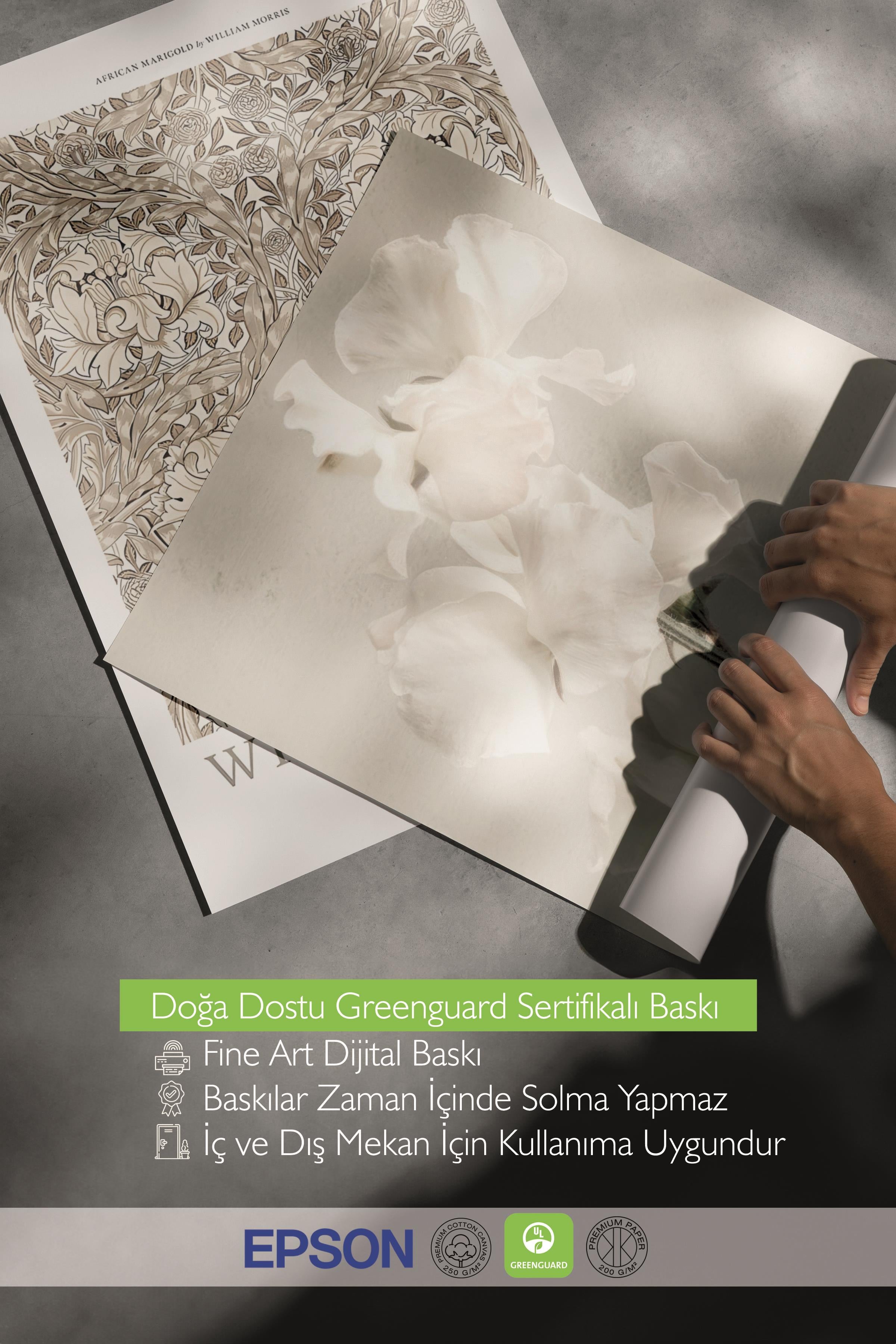 Beyaz Çerçeveli Tablo Seti, Soft Kahverengi William Morris Duvar Tablosu, 3 Adet Poster Seti, No:300787