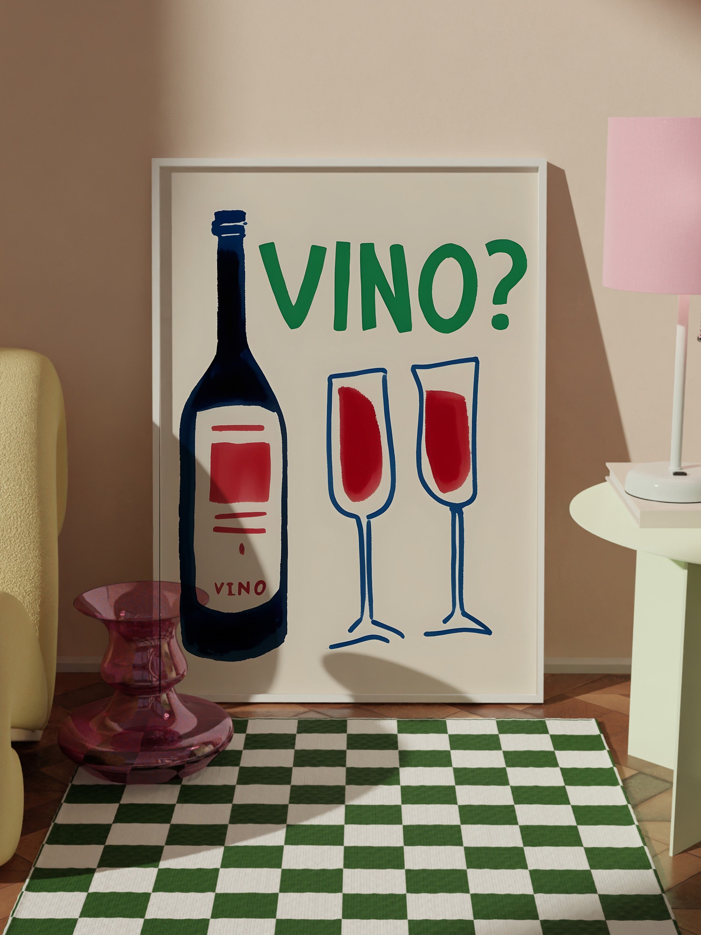 Beyaz Çerçeveli Tablo, VINO?, Comfort Serisi Mutfak Duvar Tablosu, NO:109063