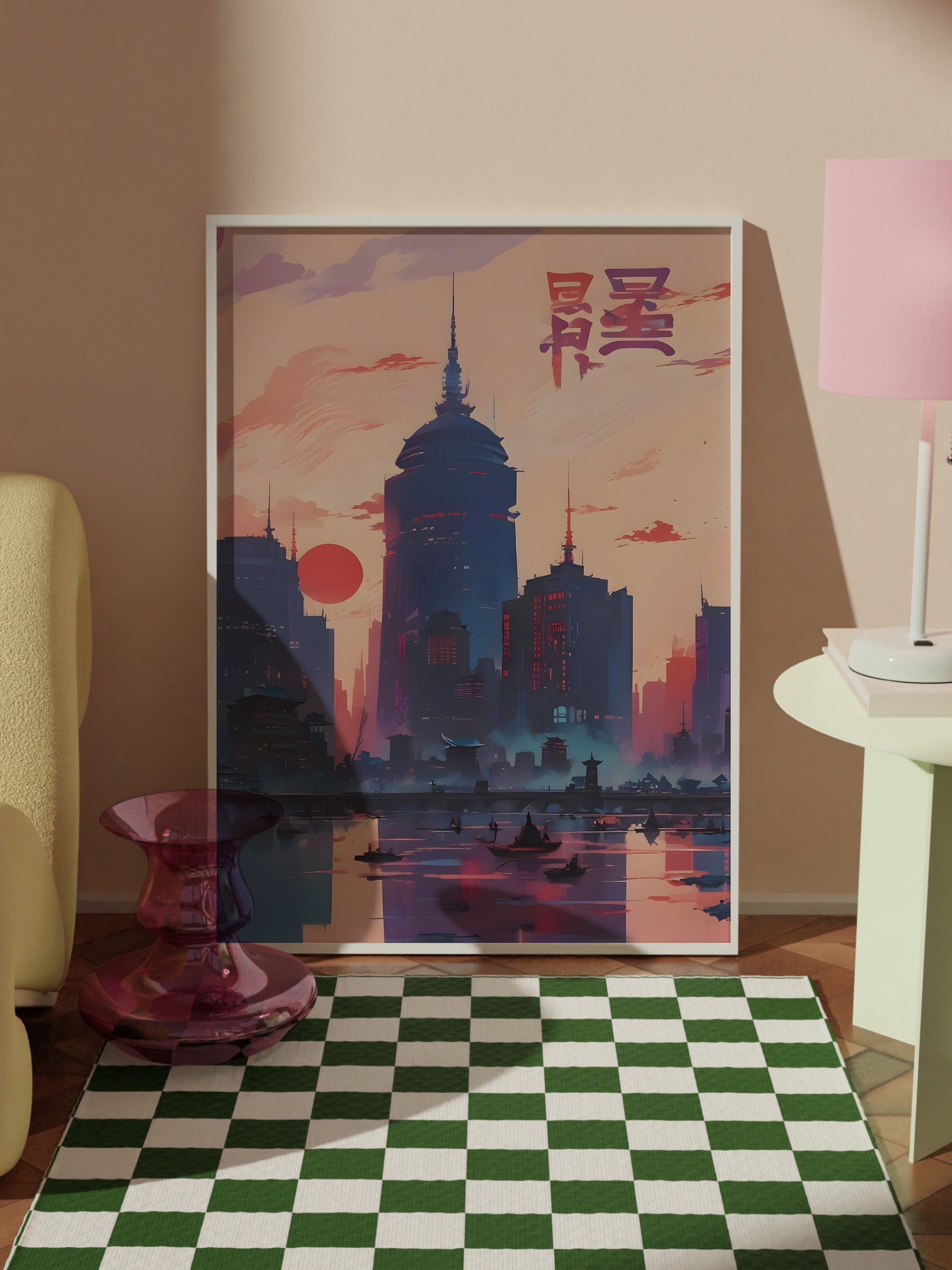 Beyaz Çerçeveli Tablo, Vintage Japanese, Comfort Serisi Poster ve Duvar Tablosu, NO:108921