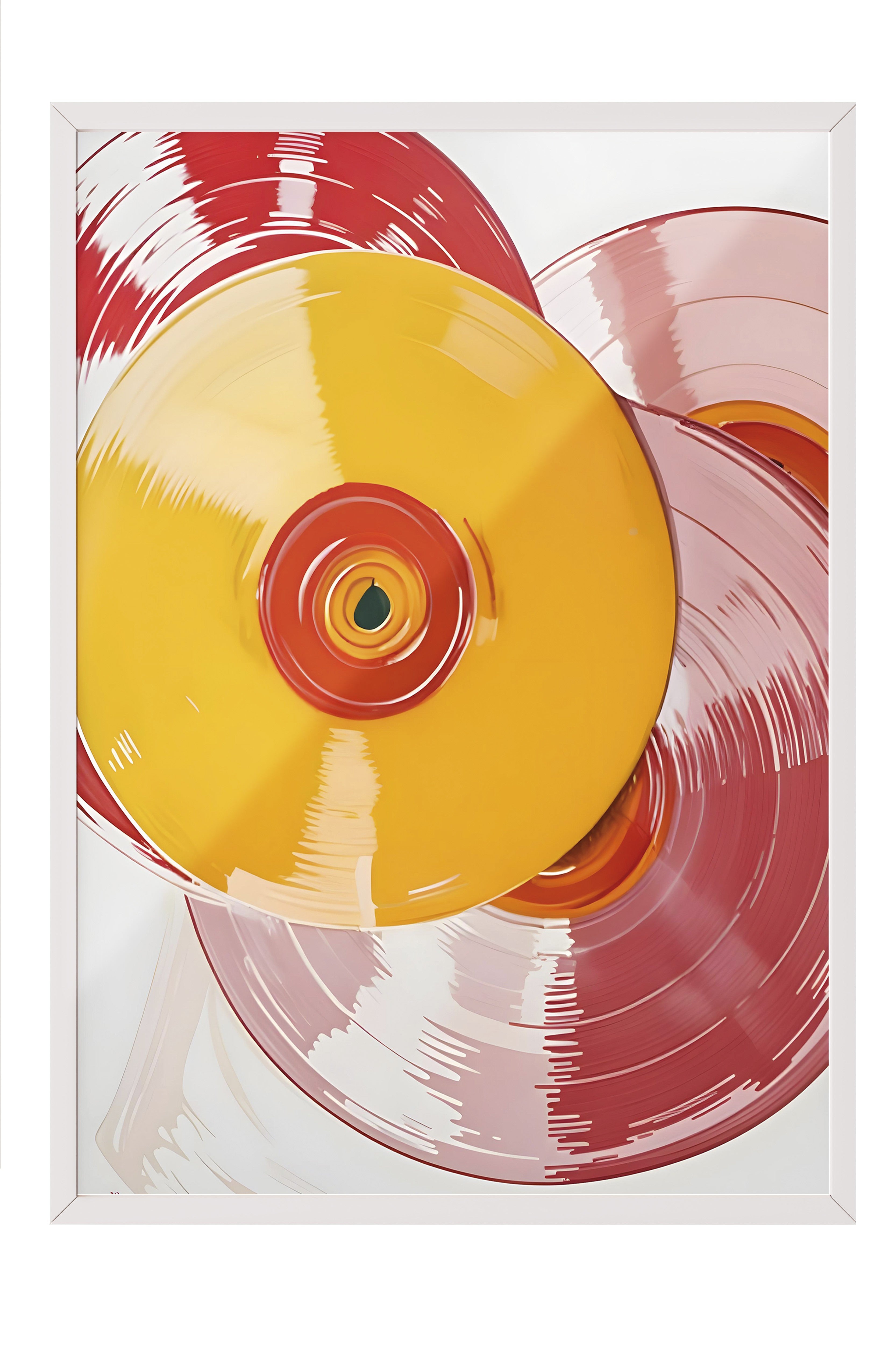 Beyaz Çerçeveli Tablo, Vintage Record Eclectic, Comfort Serisi Poster ve Duvar Tablosu, NO:108941