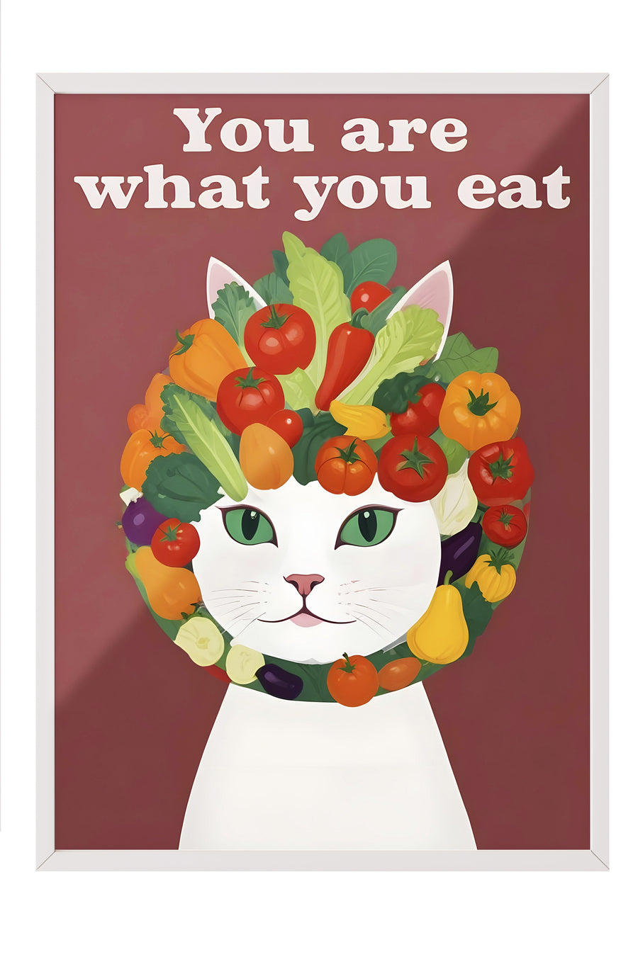 Beyaz Çerçeveli Tablo, You Are What You Eat, Comfort Serisi Mutfak Duvar Tablosu, NO:109100
