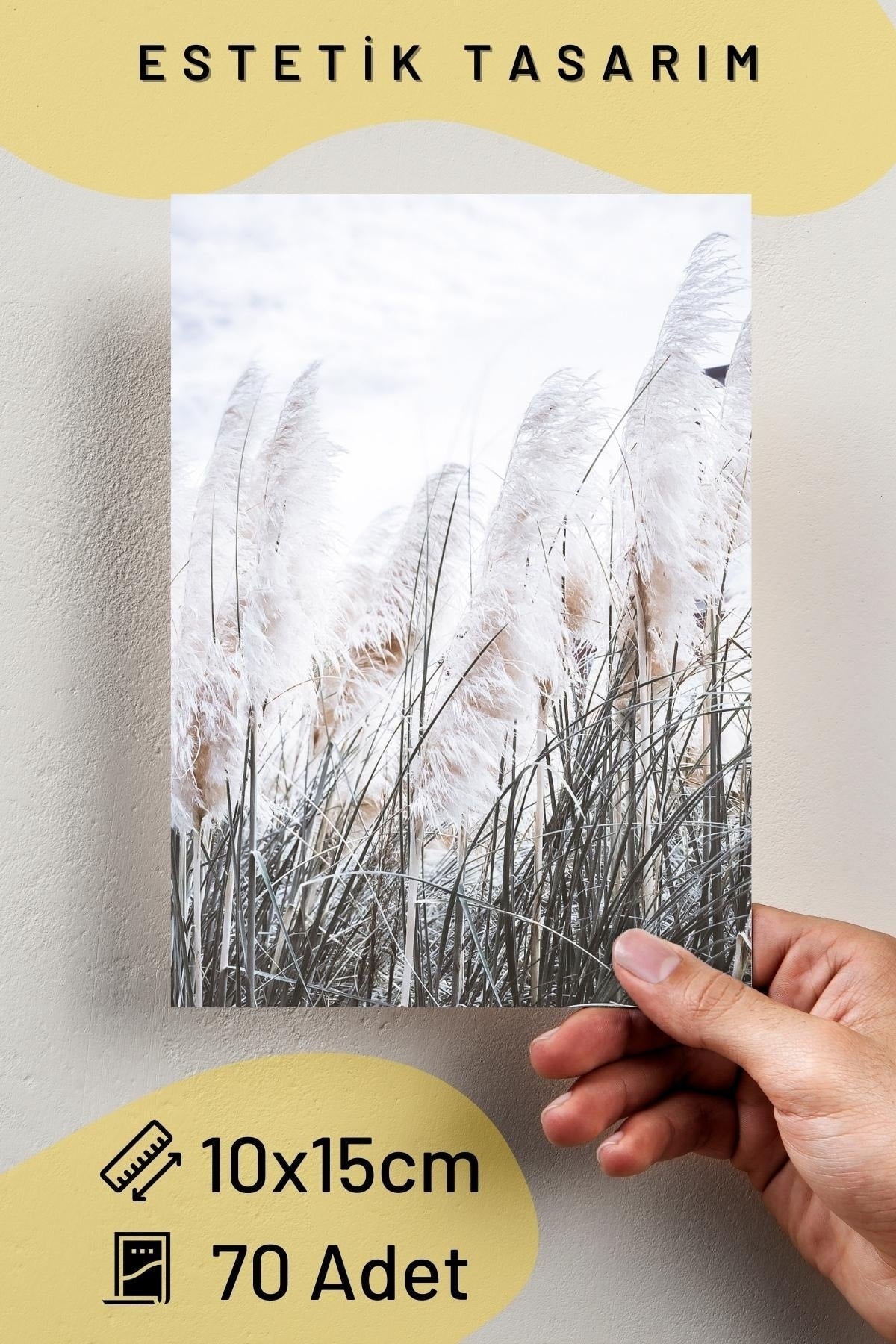 Beyaz Natural Duvar Posteri Kolaj Set - Arkası Yapışkanlı 70 Adet - 10cm*15cm - Kalın Kuşe Kağıt