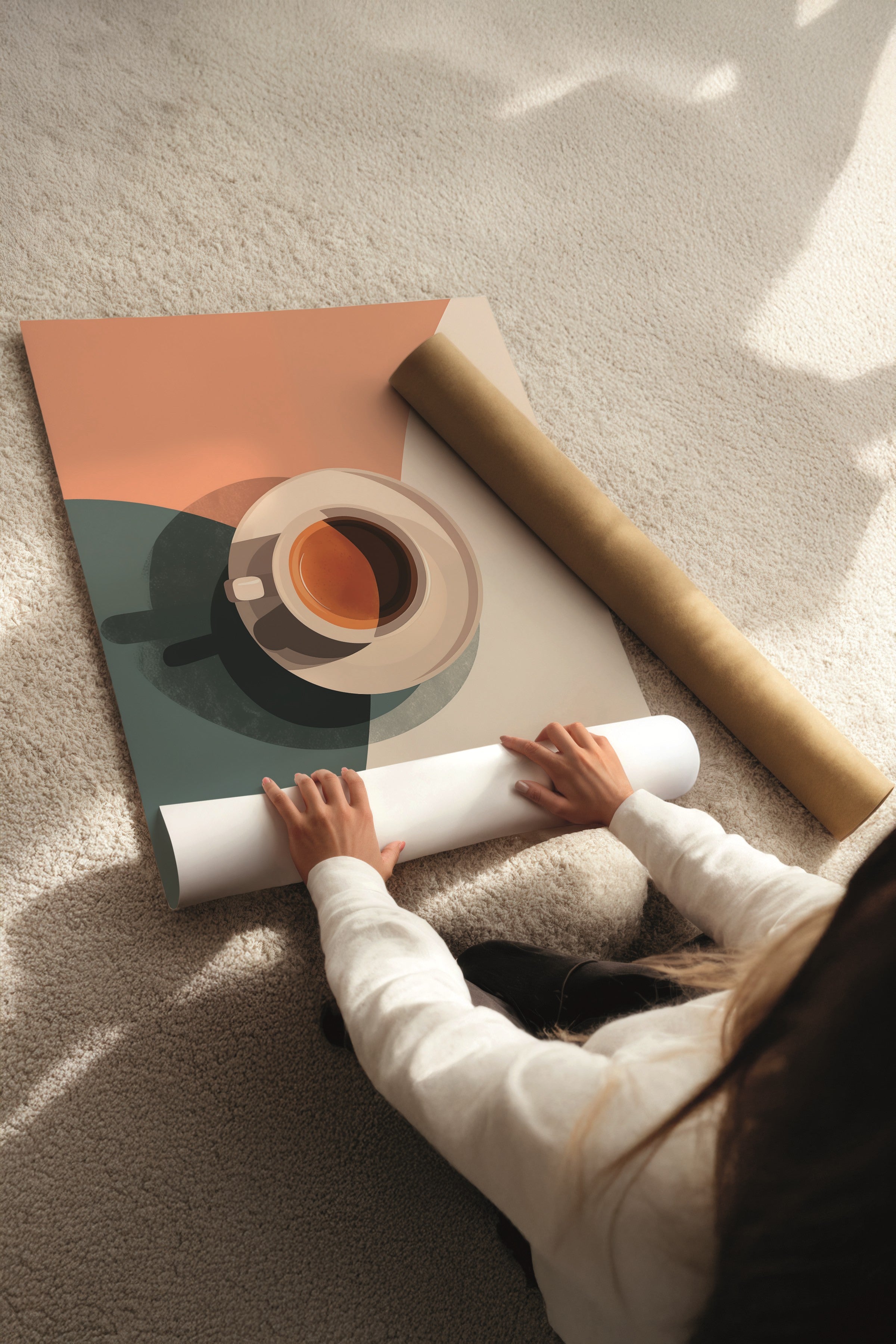 Beyaz Tablo Seti, 3 Adet Beyaz Çerçeveli Poster A Coffee? Model No:300888, Pembe Duvar Dekoru