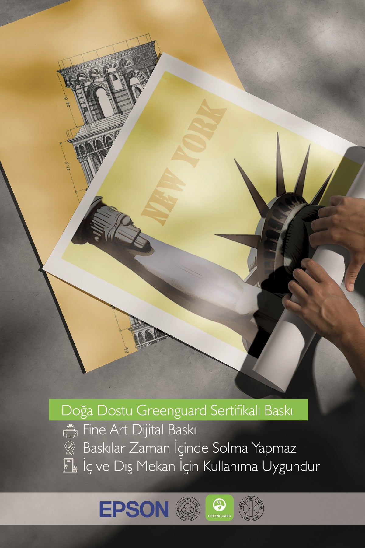 Beyaz Tablo Seti, 3 Adet Beyaz Çerçeveli Poster Colorfull Cities Model No:300816, Sarı Duvar Dekoru