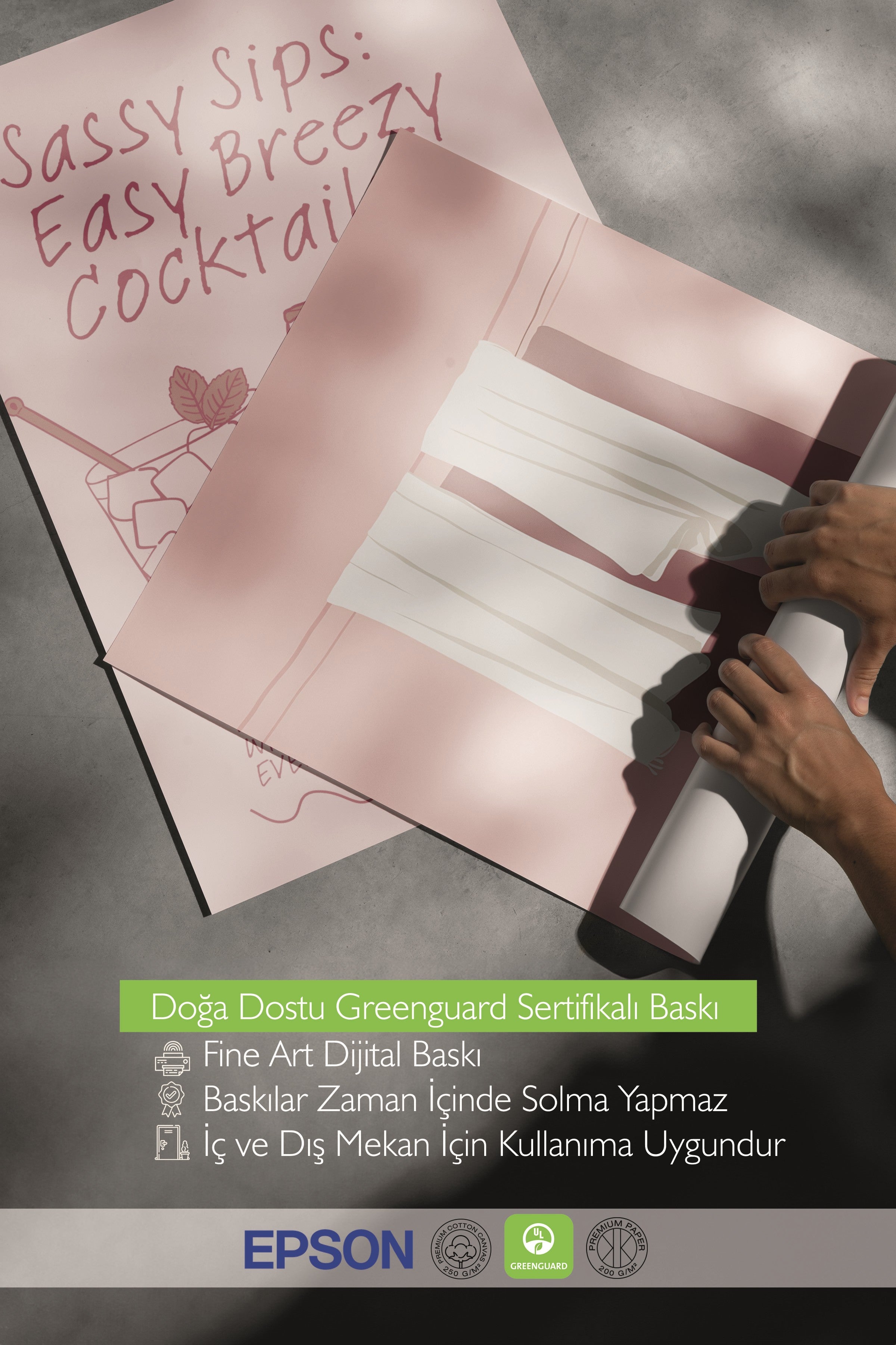 Beyaz Tablo Seti, 3 Adet Beyaz Çerçeveli Poster Easy Breezy Model No:300844, Pembe Duvar Dekoru