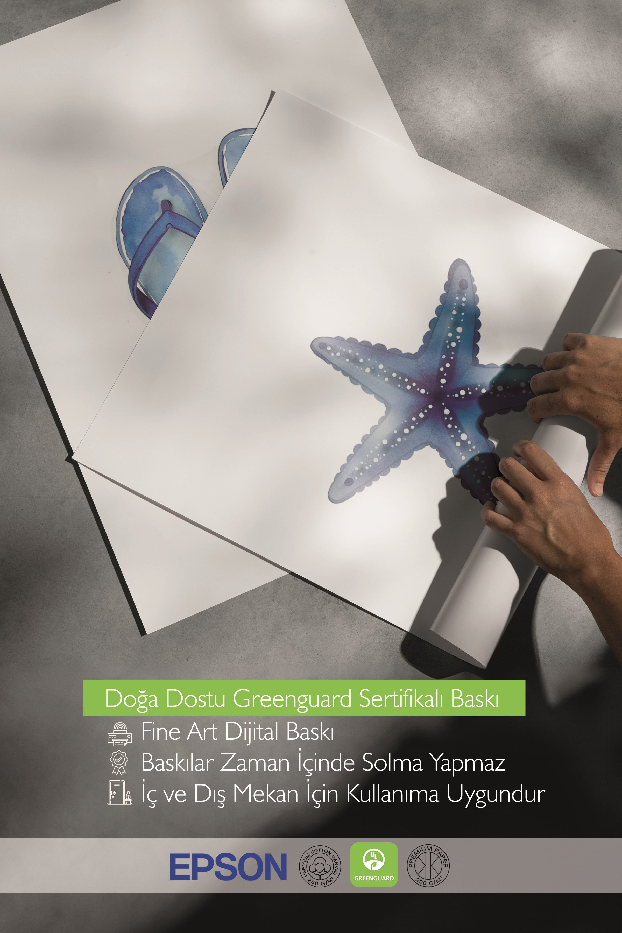 Beyaz Tablo Seti, 3 Adet Beyaz Çerçeveli Poster Mini summer Model No:300857, Mavi Duvar Dekoru