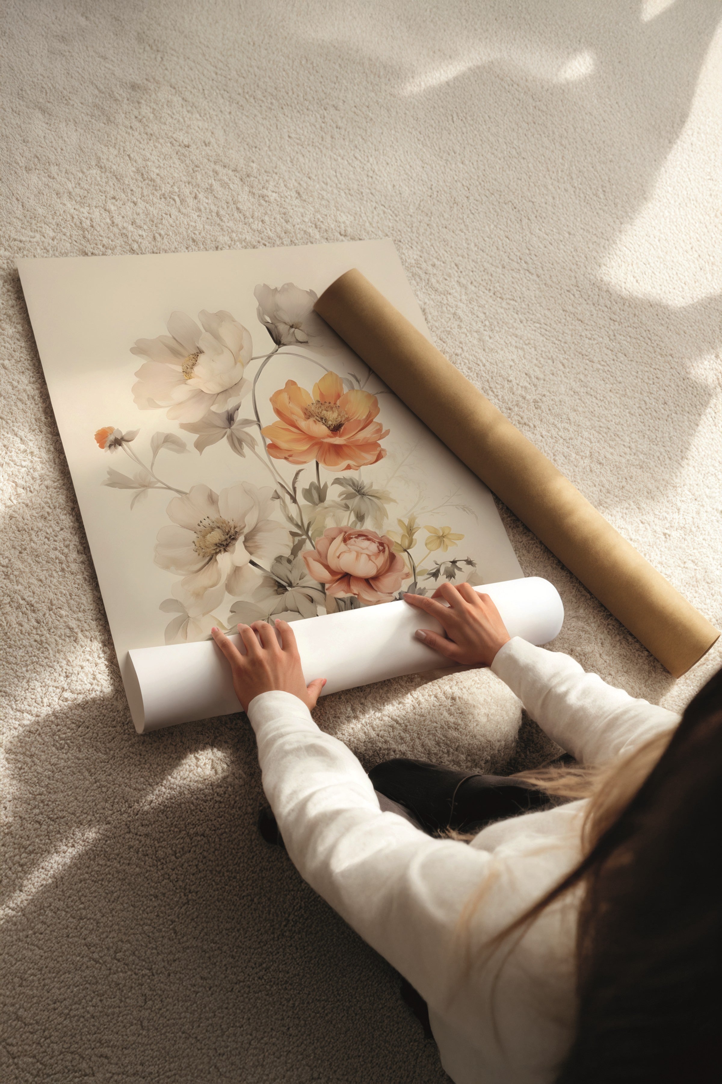 Beyaz Tablo Seti, 3 Adet Beyaz Çerçeveli Poster Monet-Morris Model No:300886, Renkli Duvar Dekoru