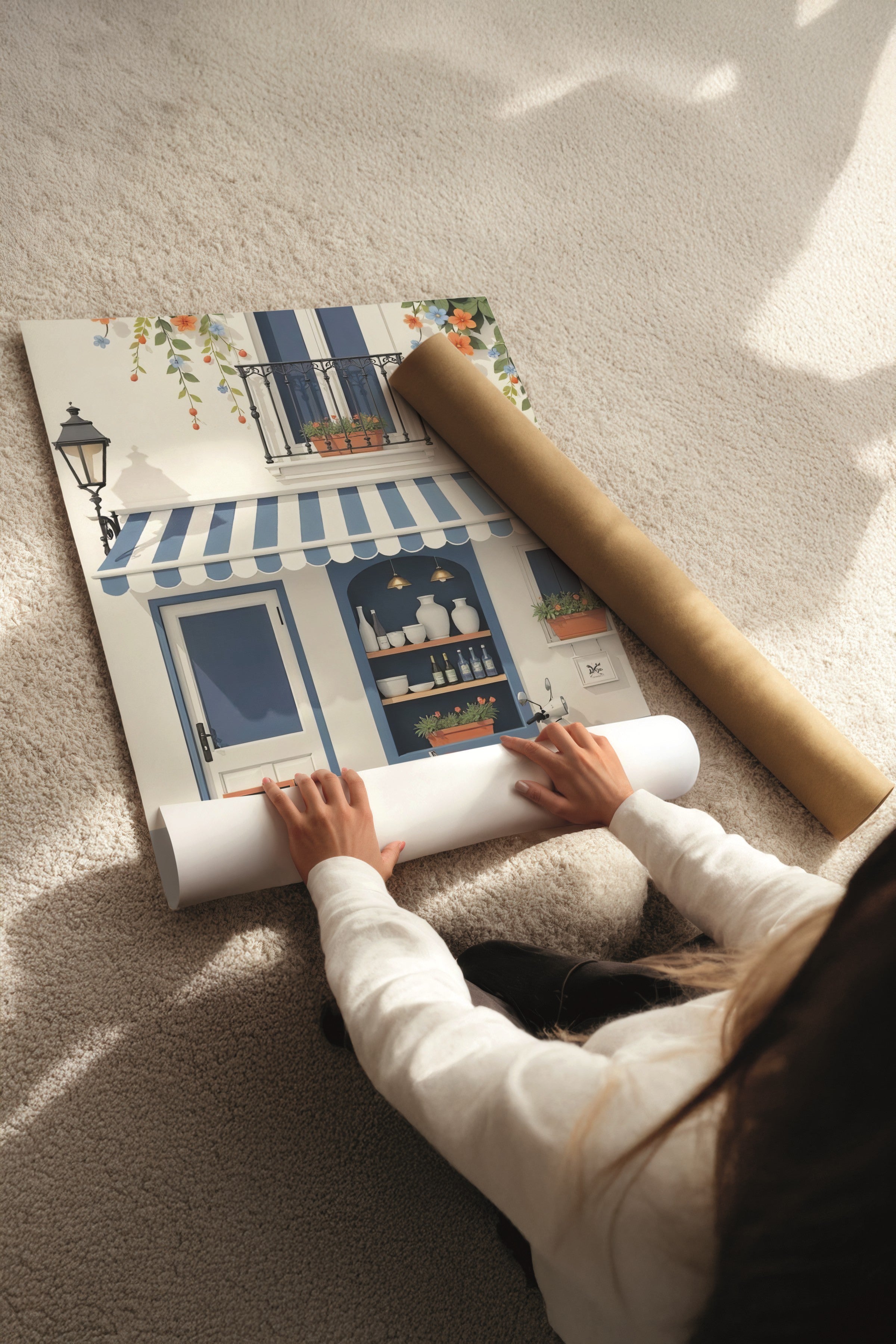 Beyaz Tablo Seti, 3 Adet Beyaz Çerçeveli Poster Slow Living by the Sea Model No:300860, Duvar Dekoru