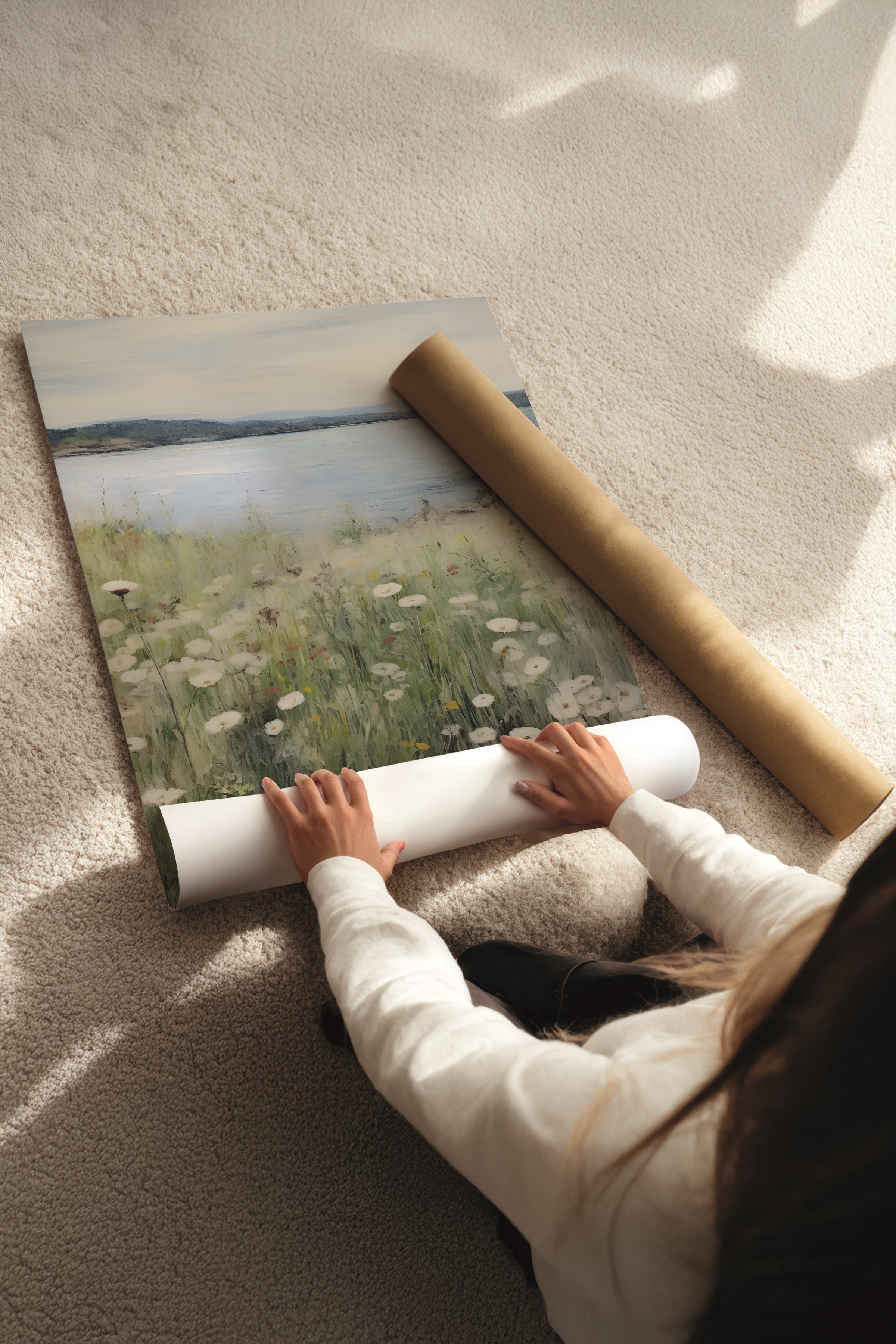 Beyaz Tablo Seti, 3 Adet Beyaz Çerçeveli Poster Spring View Model No:300873, Multicolor Duvar Dekoru