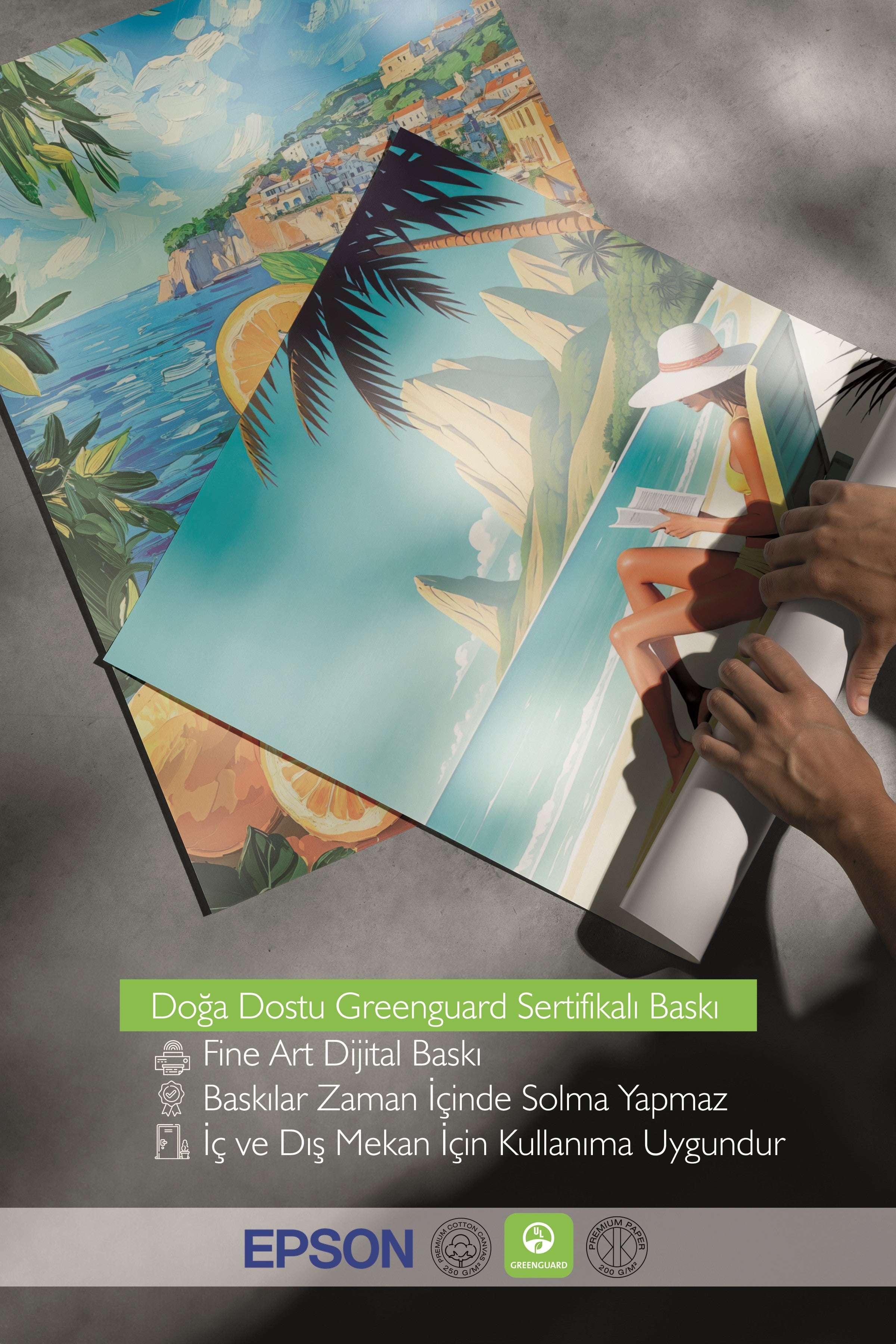 Beyaz Tablo Seti, 3 Adet Beyaz Çerçeveli Poster Summer Model No:300854, Multicolor Duvar Dekoru