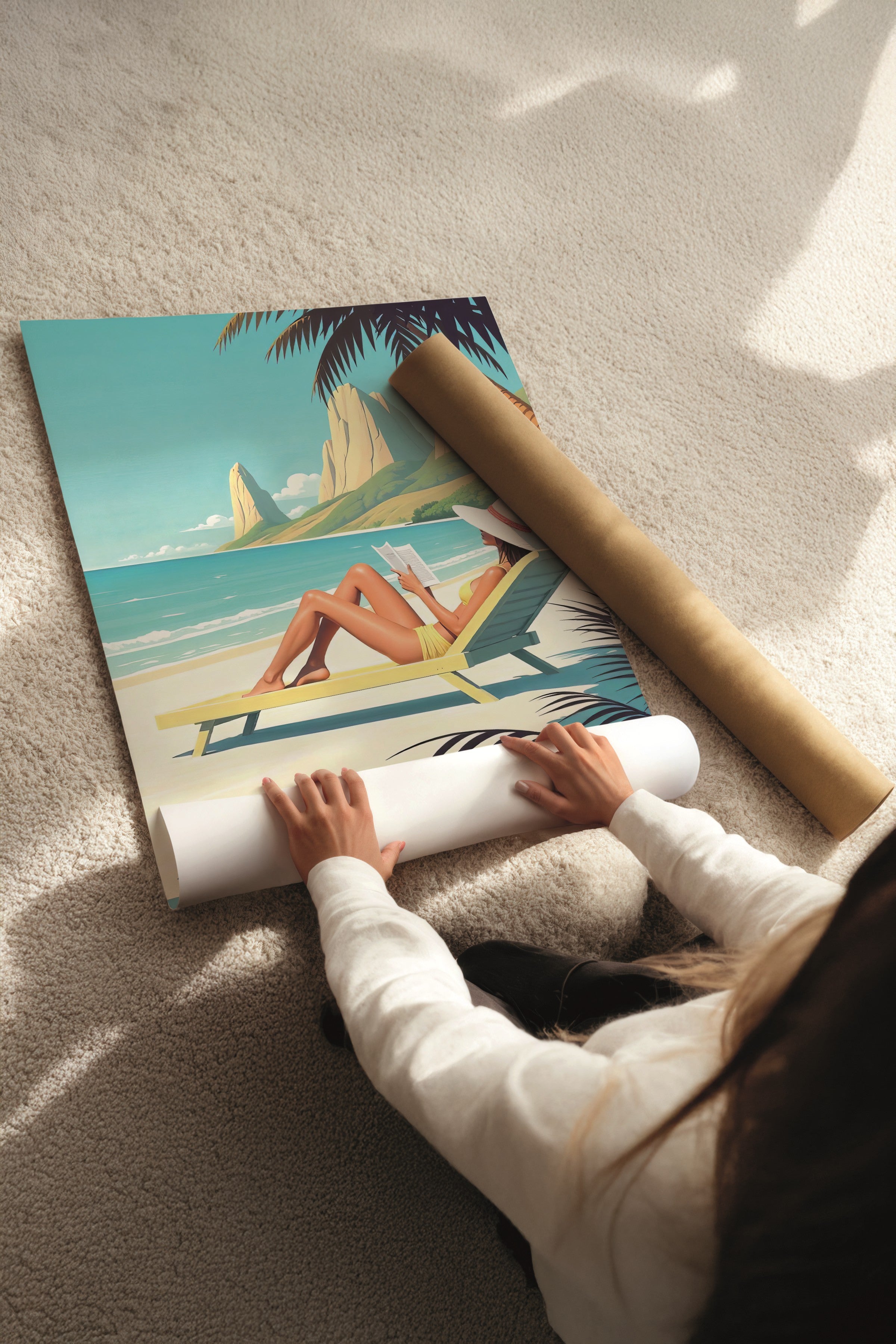 Beyaz Tablo Seti, 3 Adet Beyaz Çerçeveli Poster Summer Model No:300854, Multicolor Duvar Dekoru