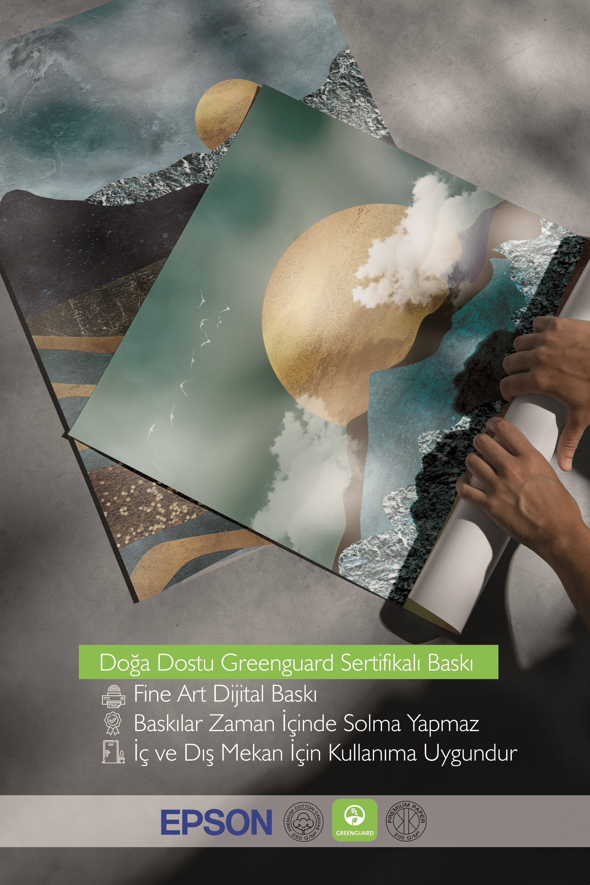 Beyaz Tablo Seti, 3 Adet Beyaz Çerçeveli Poster Sun by the Mountain Model No:300884, Duvar Dekoru