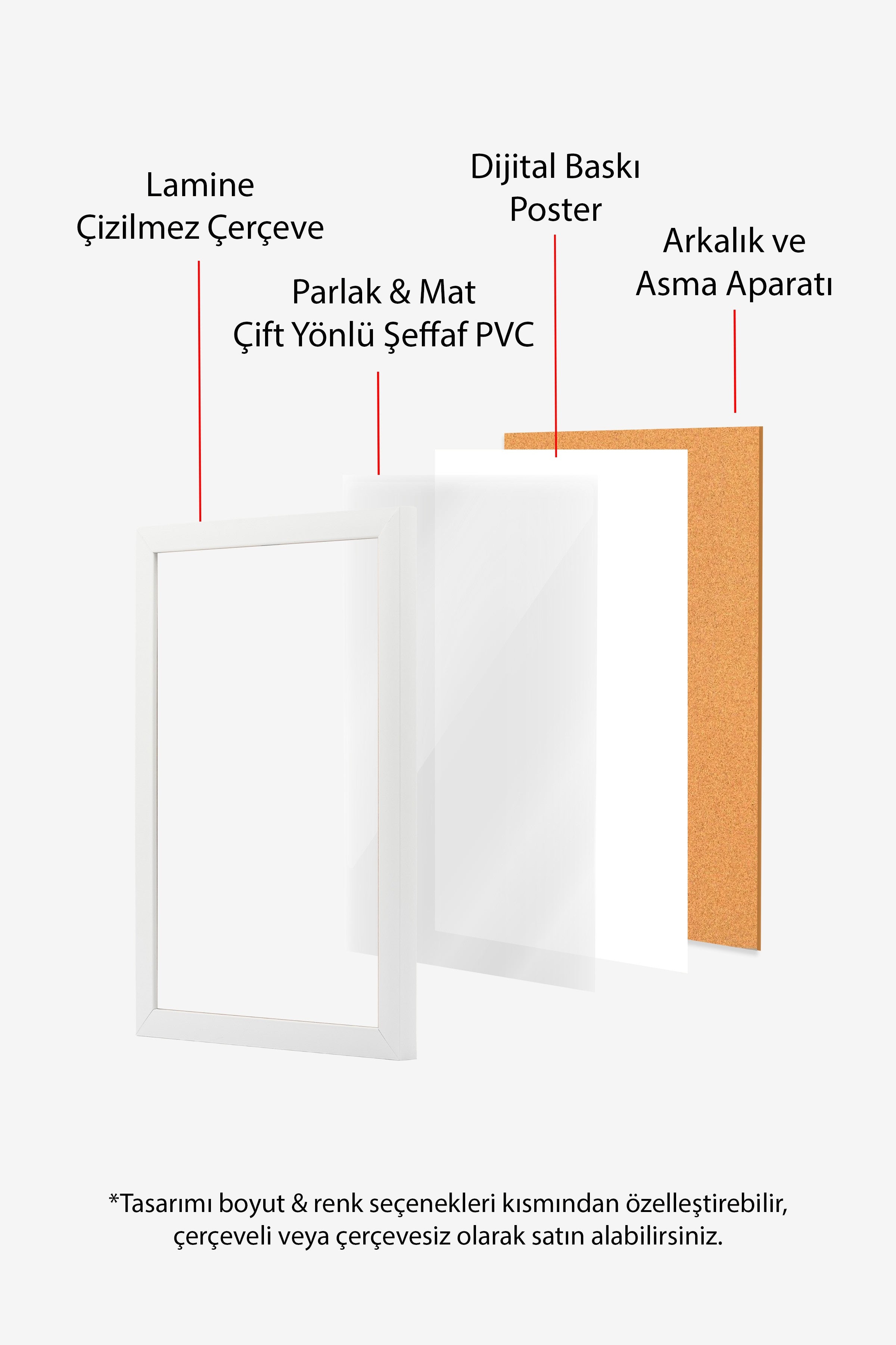 Beyaz Tablo Seti, 3 Adet Beyaz Çerçeveli Poster Tiger Model No:300897, Turuncu Duvar Dekoru