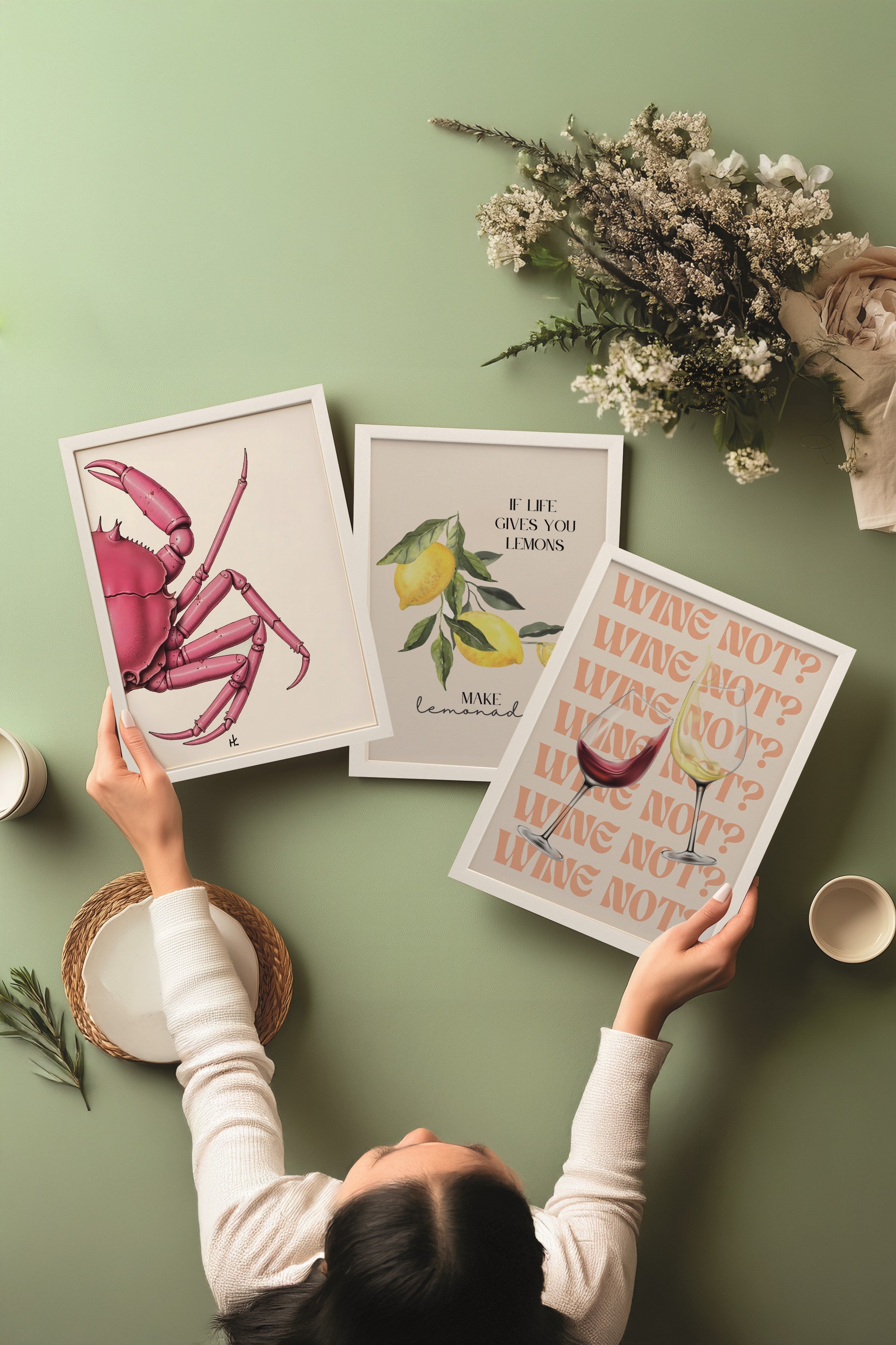 Beyaz Tablo Seti, 3 Adet Beyaz Çerçeveli Poster wine not? Model No:300855, Multicolor Duvar Dekoru