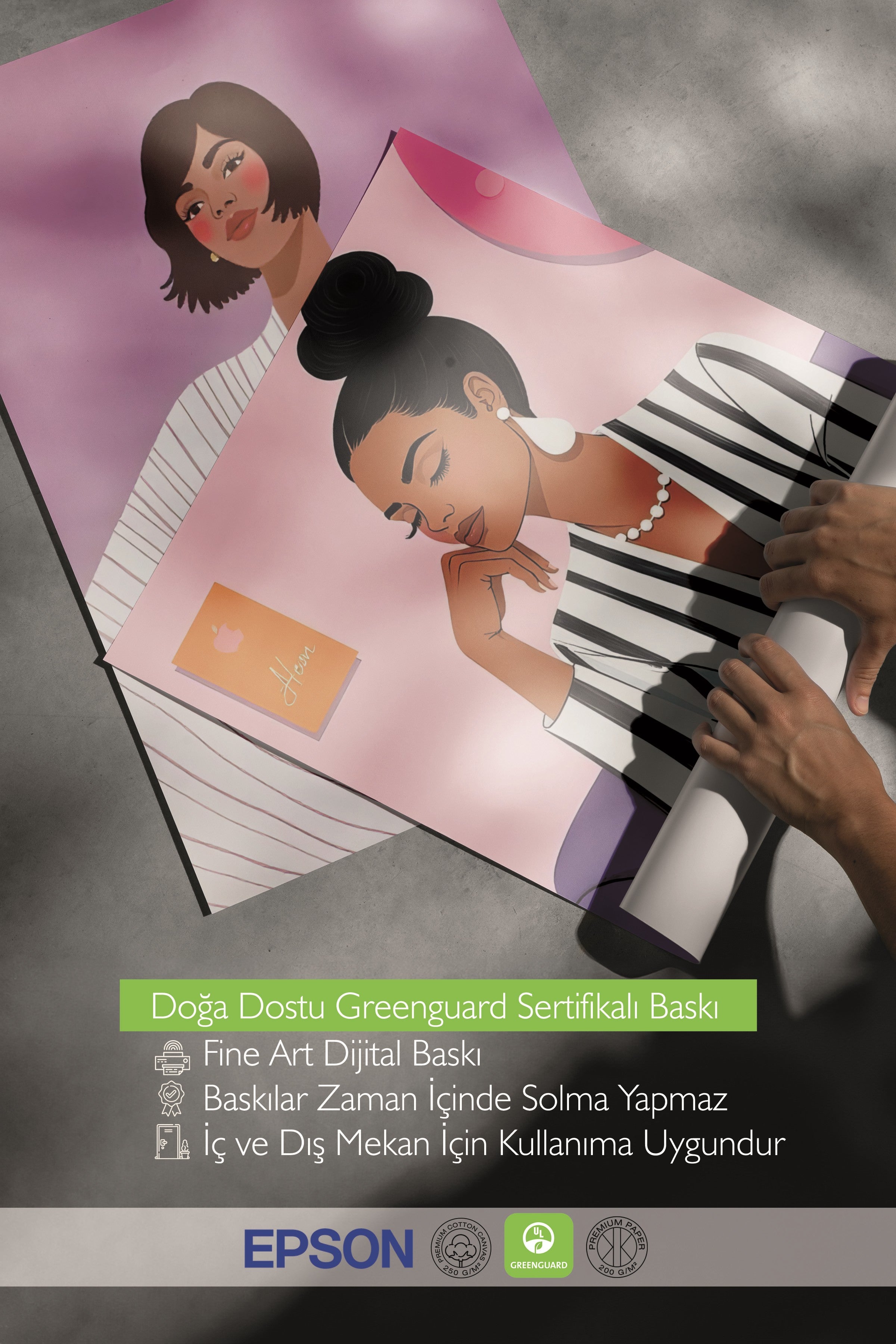 Beyaz Tablo Seti, 3 Adet Beyaz Çerçeveli Poster Woman in Pink Model No:300868, Pembe Duvar Dekoru