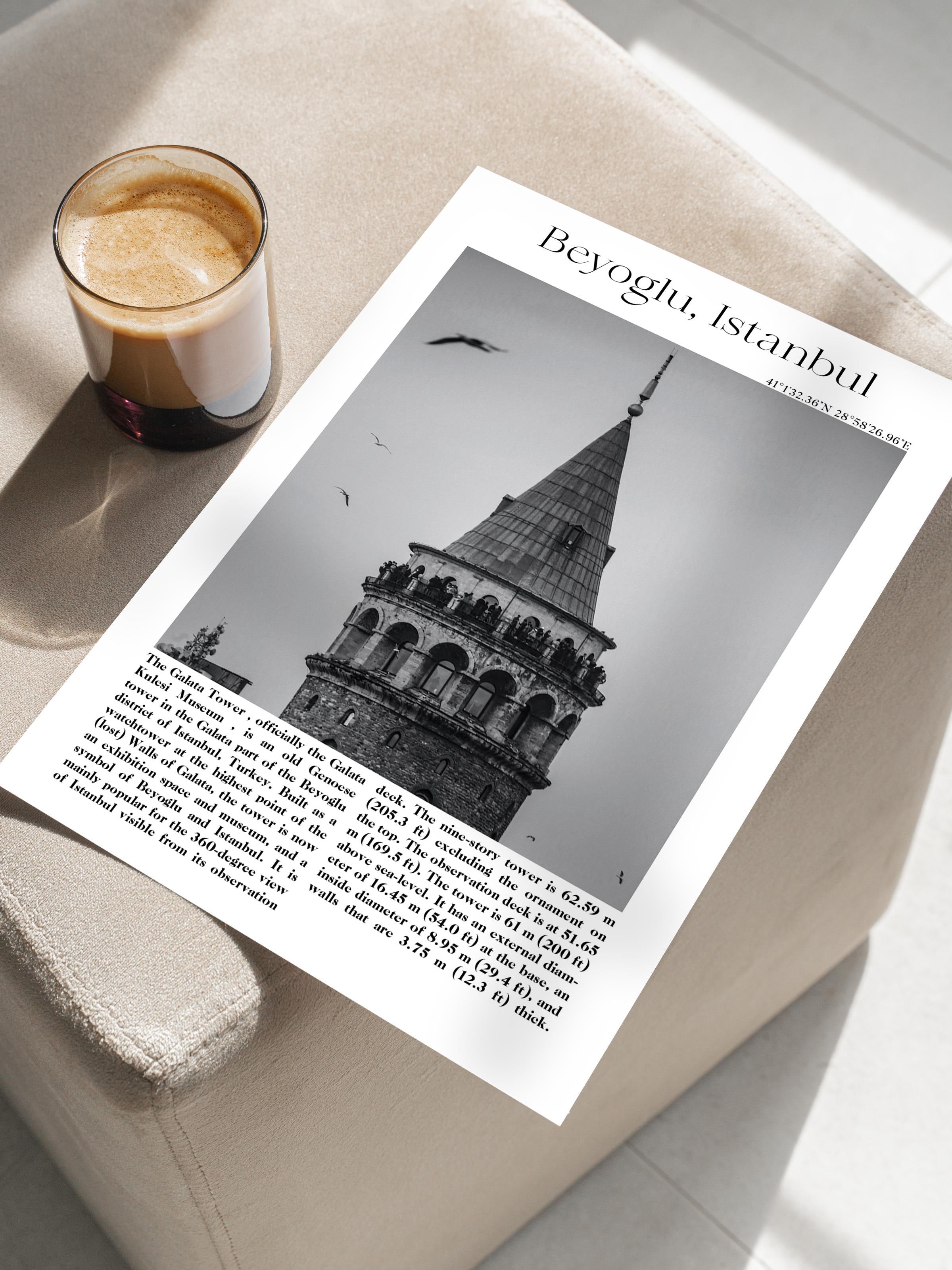 Beyoğlu - İstanbul, Şehir Temalı Poster, Çerçevesiz Duvar Posteri, NO:30006