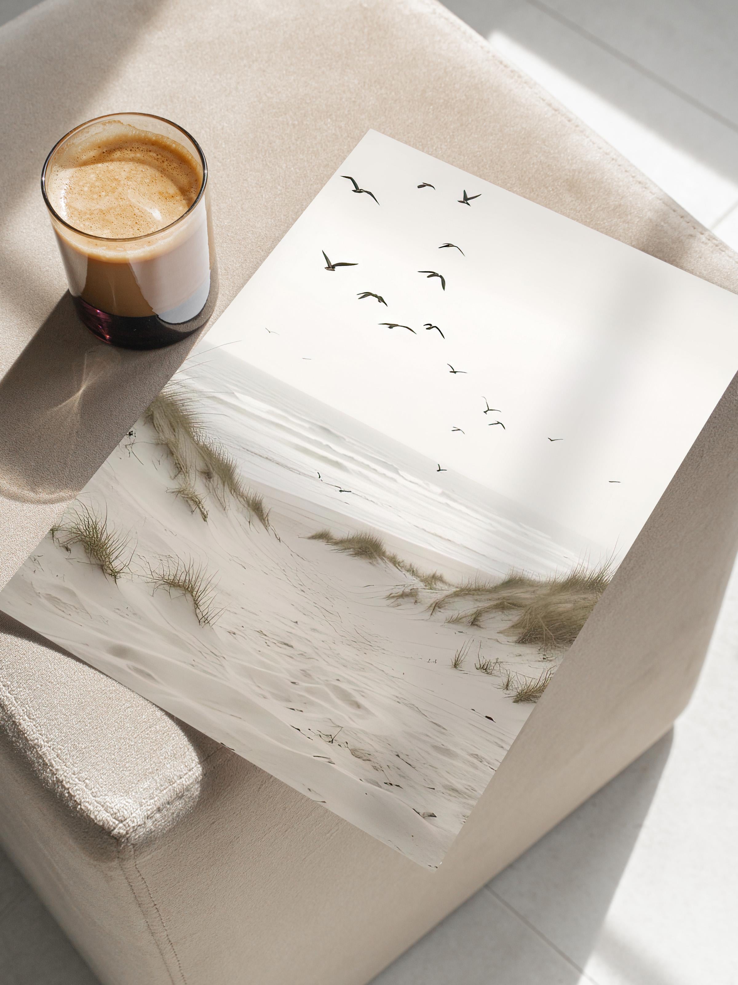 Birds by the Beach Poster, Çerçevesiz Duvar Posteri, Dikey Duvar Tablosu Comfort Serisi NO:108313