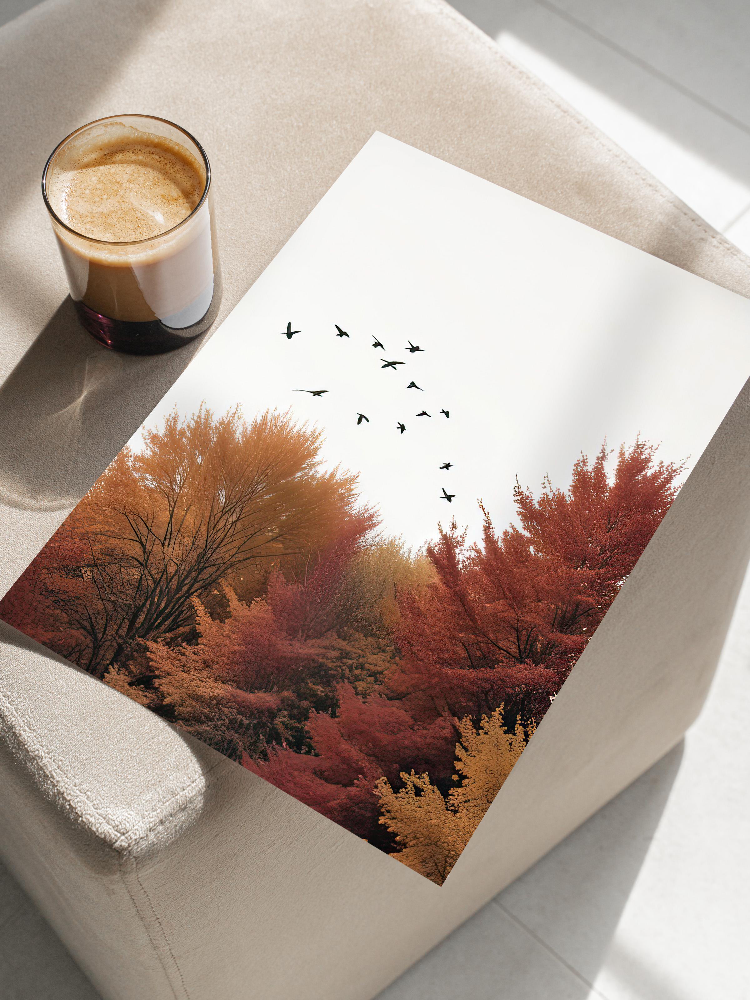 Birds over the Forest Poster, Dikey Duvar Tablosu Comfort Serisi NO:108317