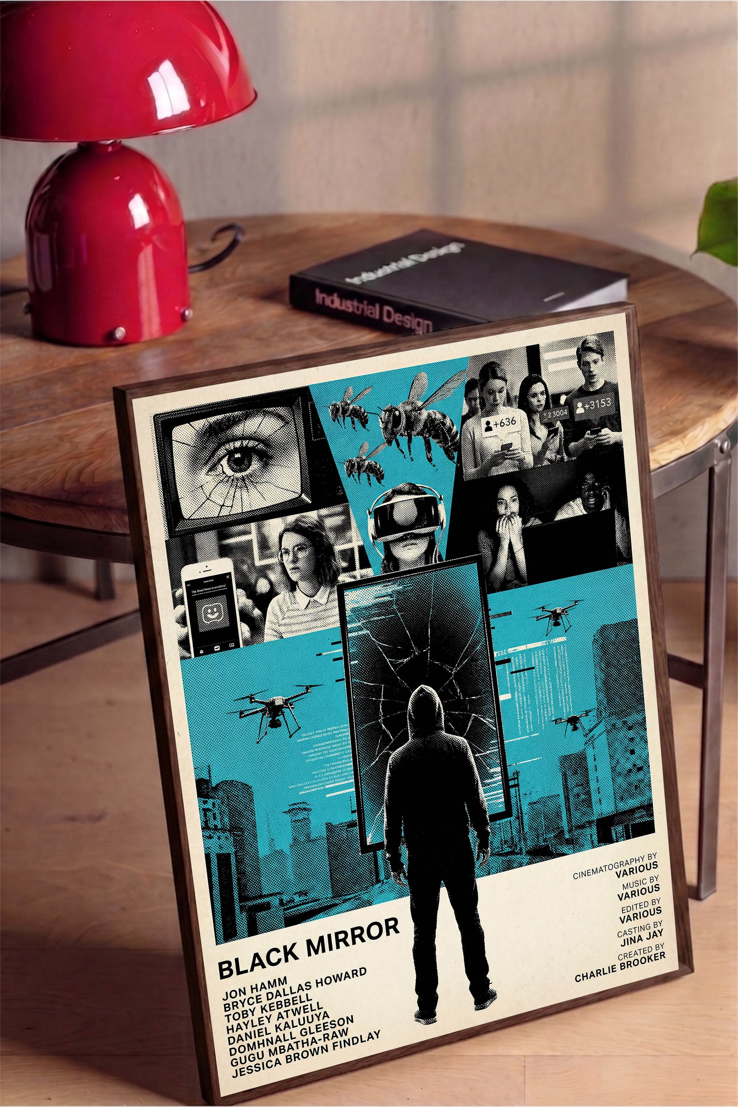 Black Mirror Kahverengi Çerçeveli Poster, Sinema ve Dizi Tablo, Film Dizi Afişleri NO:112788