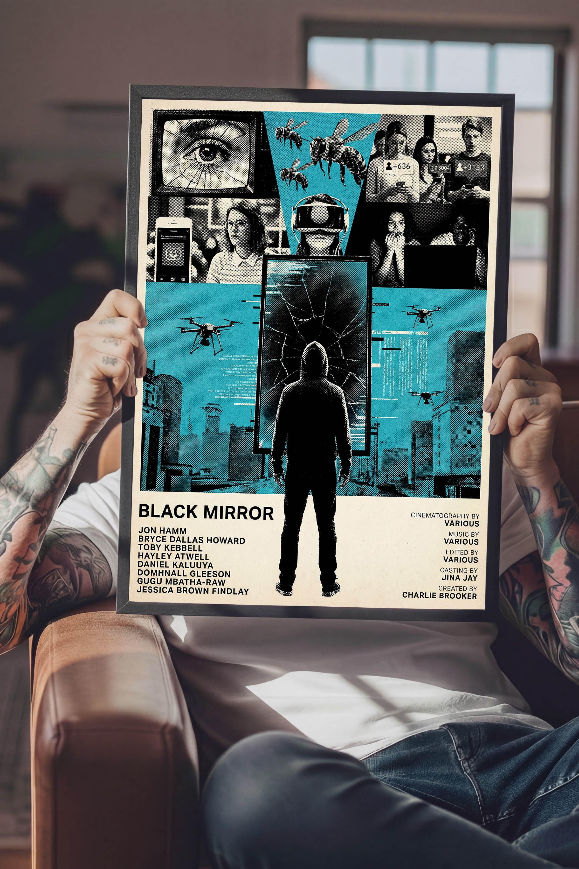 Black Mirror Siyah Çerçeveli Poster, Sinema ve Dizi Tablo, Film Dizi Afişleri NO:112788