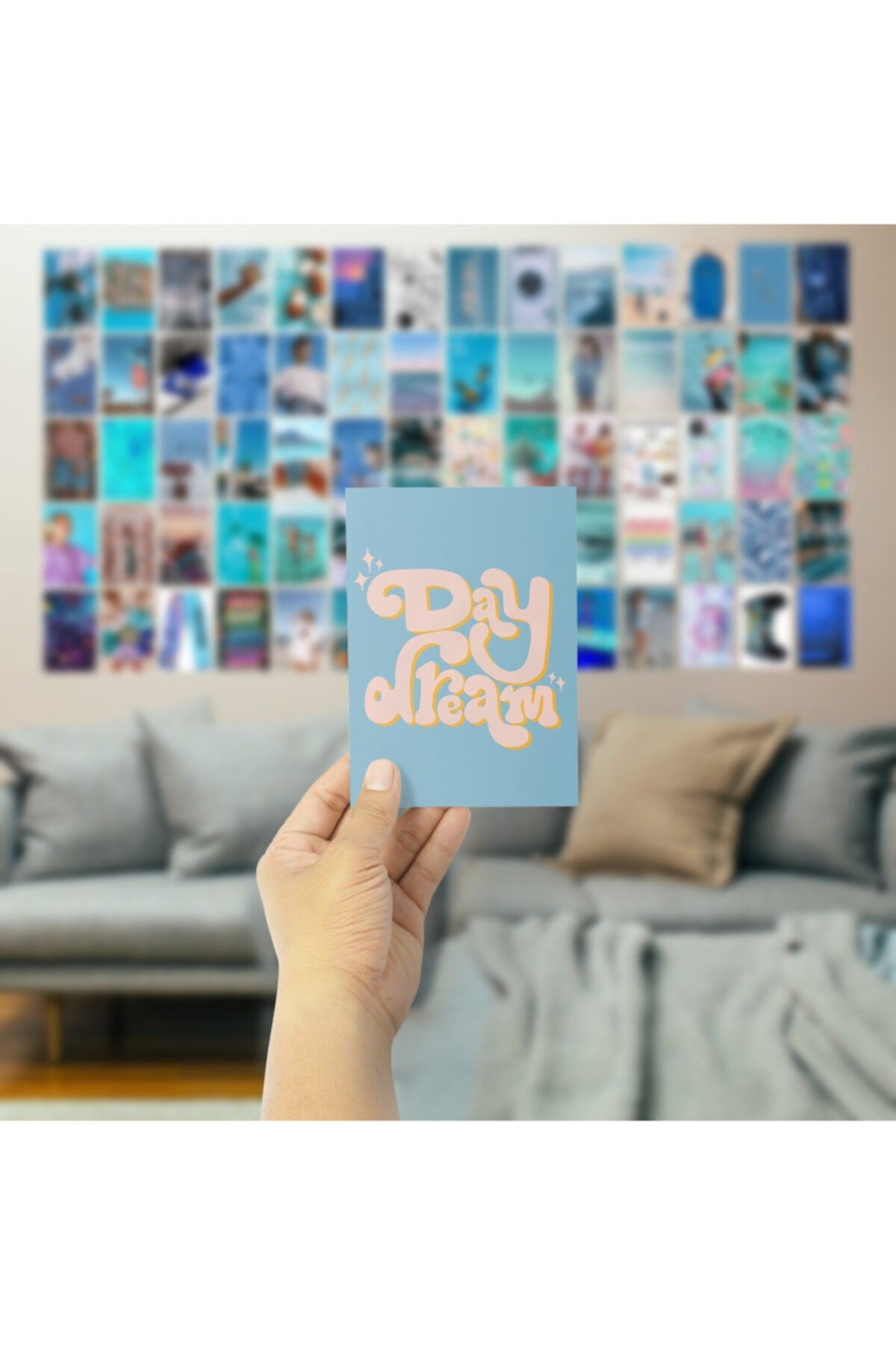 Bodrum Mavi Duvar Posteri Kolaj Seti - Arkası Yapışkanlı 70 Adet Duvar Posteri Kolaj Seti - 10*15cm