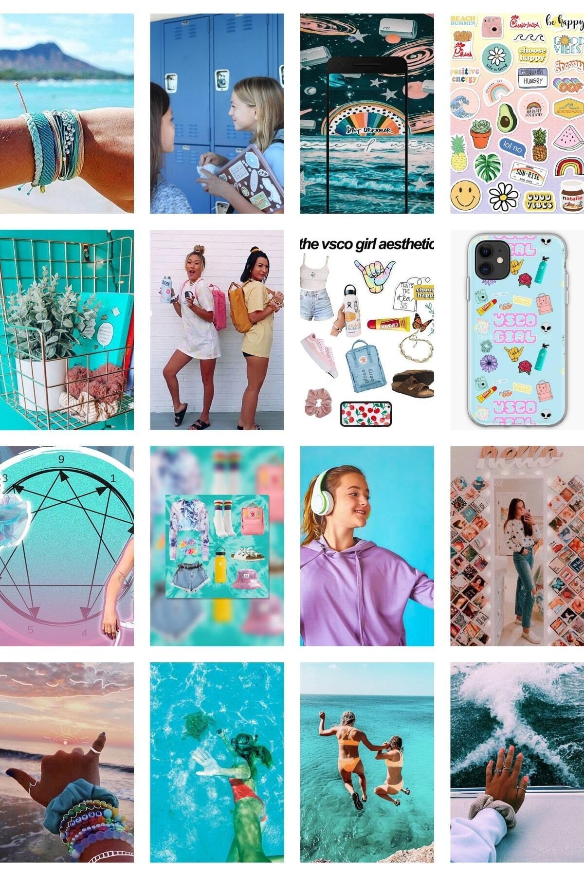 Bodrum Mavi Duvar Posteri Kolaj Seti - Arkası Yapışkanlı 70 Adet Duvar Posteri Kolaj Seti - 10*15cm