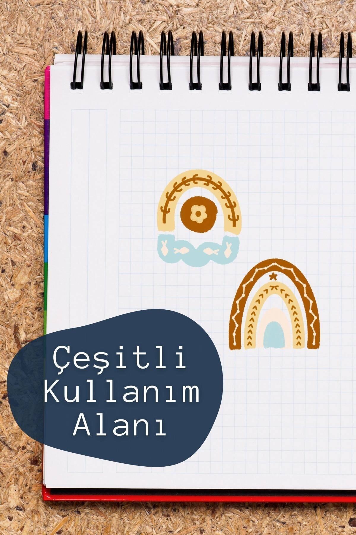 Boho Çizim Temalı Sticker Seti - 10 Adet Etiket Seti- Telefon, Tablet, Defter Laptop Uyumlu Etiket