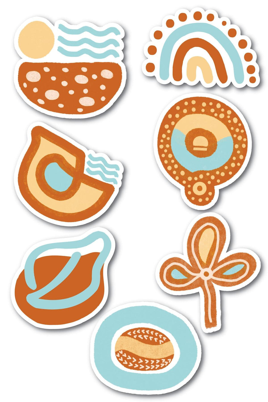 Boho Çizim Temalı Sticker Seti - 7 Adet Etiket Seti- Telefon, Tablet, Defter Laptop Uyumlu Etiket