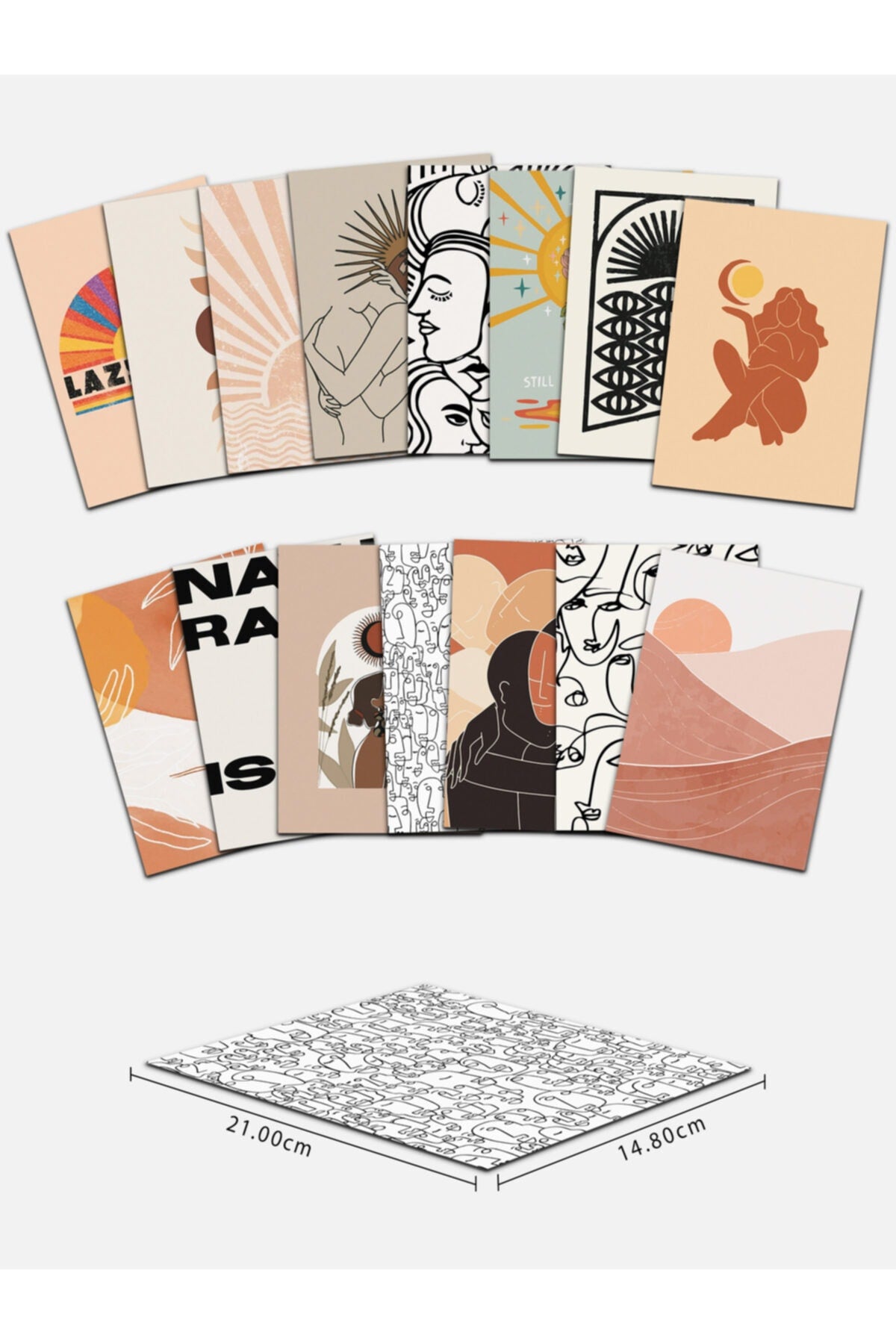 Boho Duvar Kağıdı Seti, Retro Poster Seti, Dekoratif Poster Kolaj Seti, Hediyelik Poster