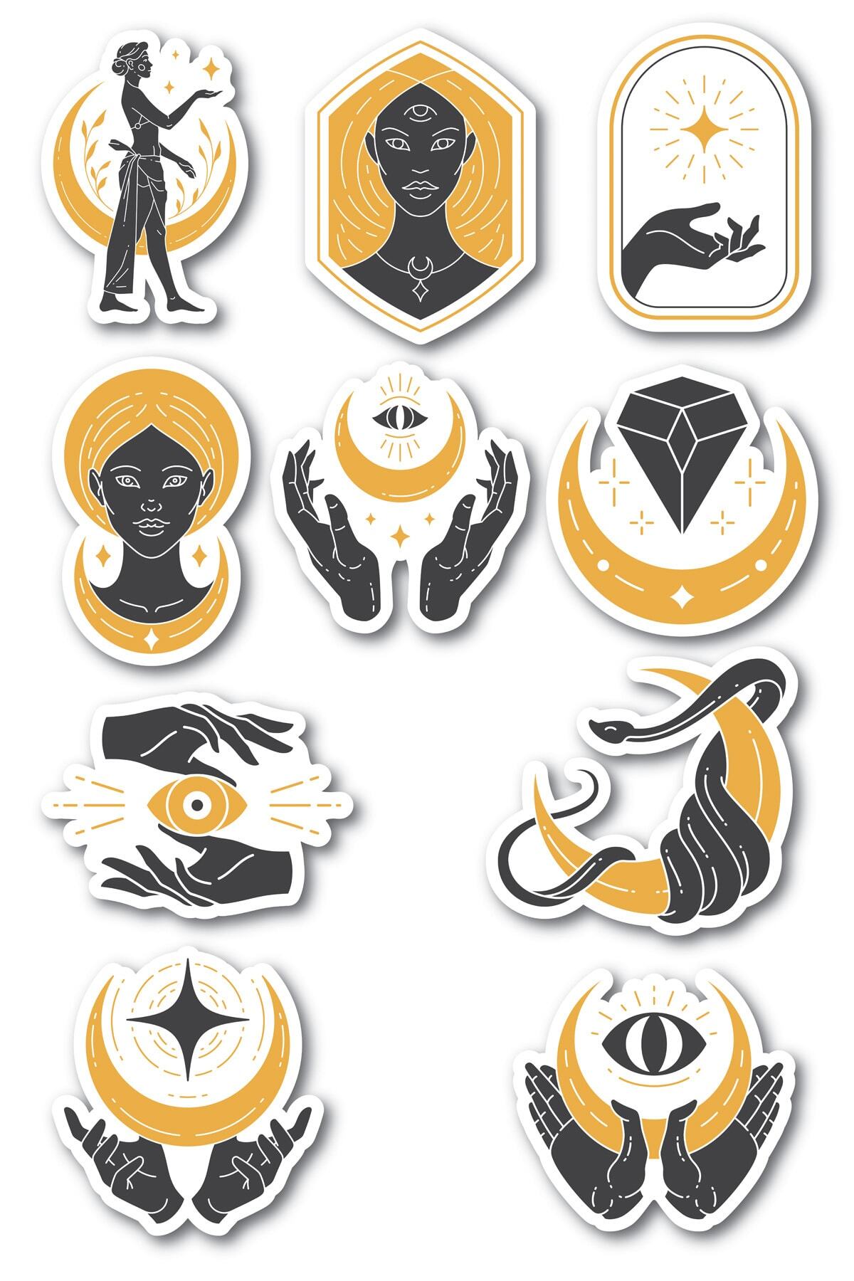 Boho Sticker Seti - 10 Adet Etiket Seti- Telefon, Tablet, Defter Laptop Uyumlu Etiket