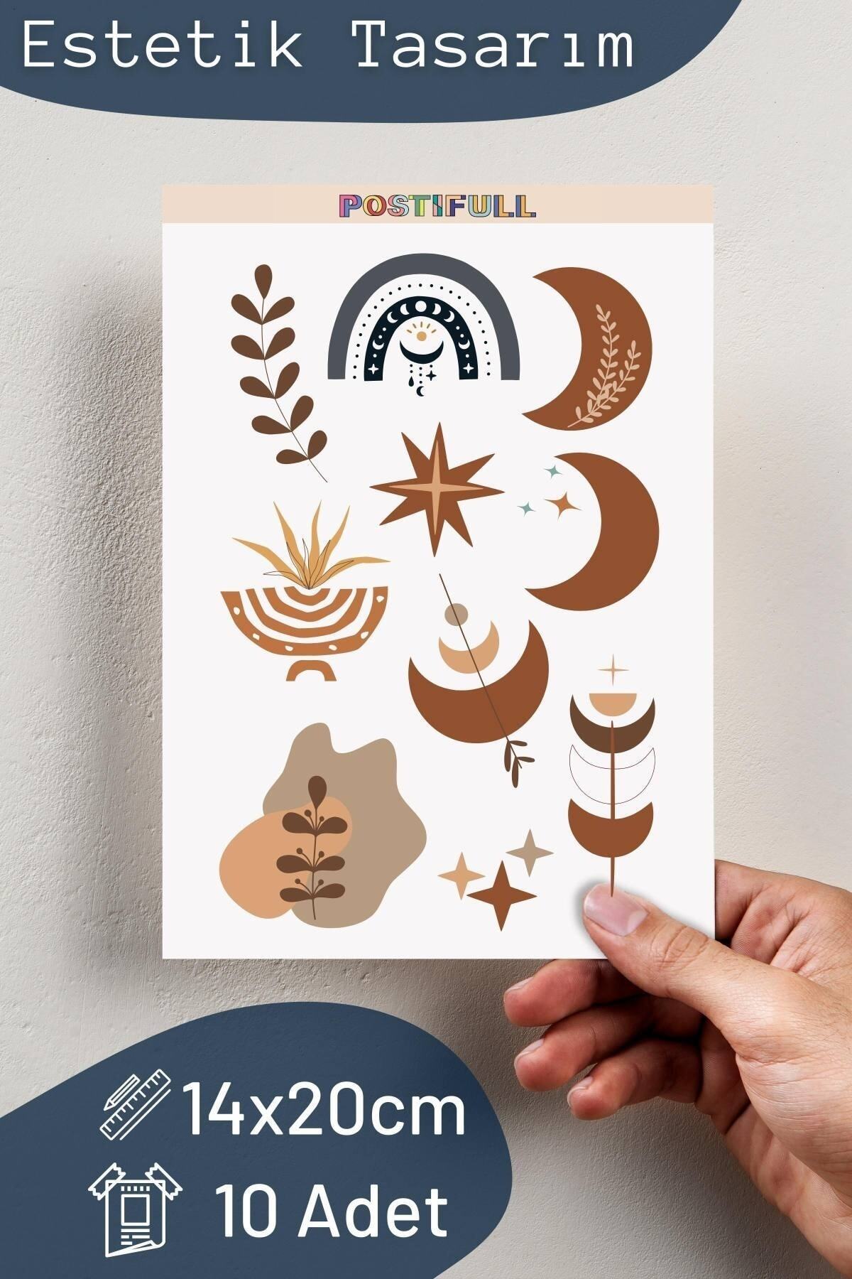 Boho Temalı Sticker Seti - 11 Adet Etiket Seti- Telefon, Tablet, Defter Laptop Uyumlu Etiket