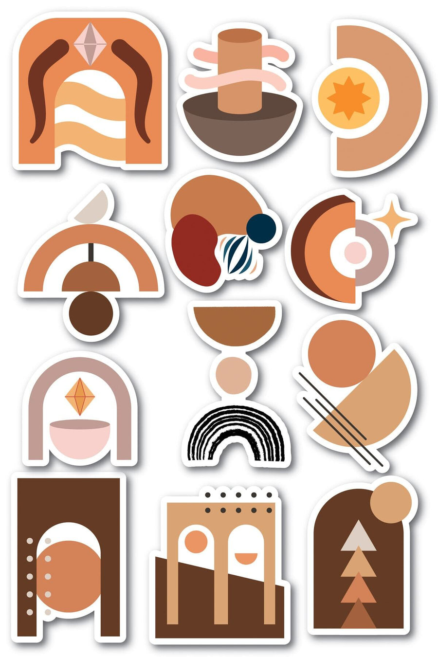 Boho Temalı Sticker Seti - 12 Adet Etiket Seti- Telefon, Tablet, Defter Laptop Uyumlu Etiket
