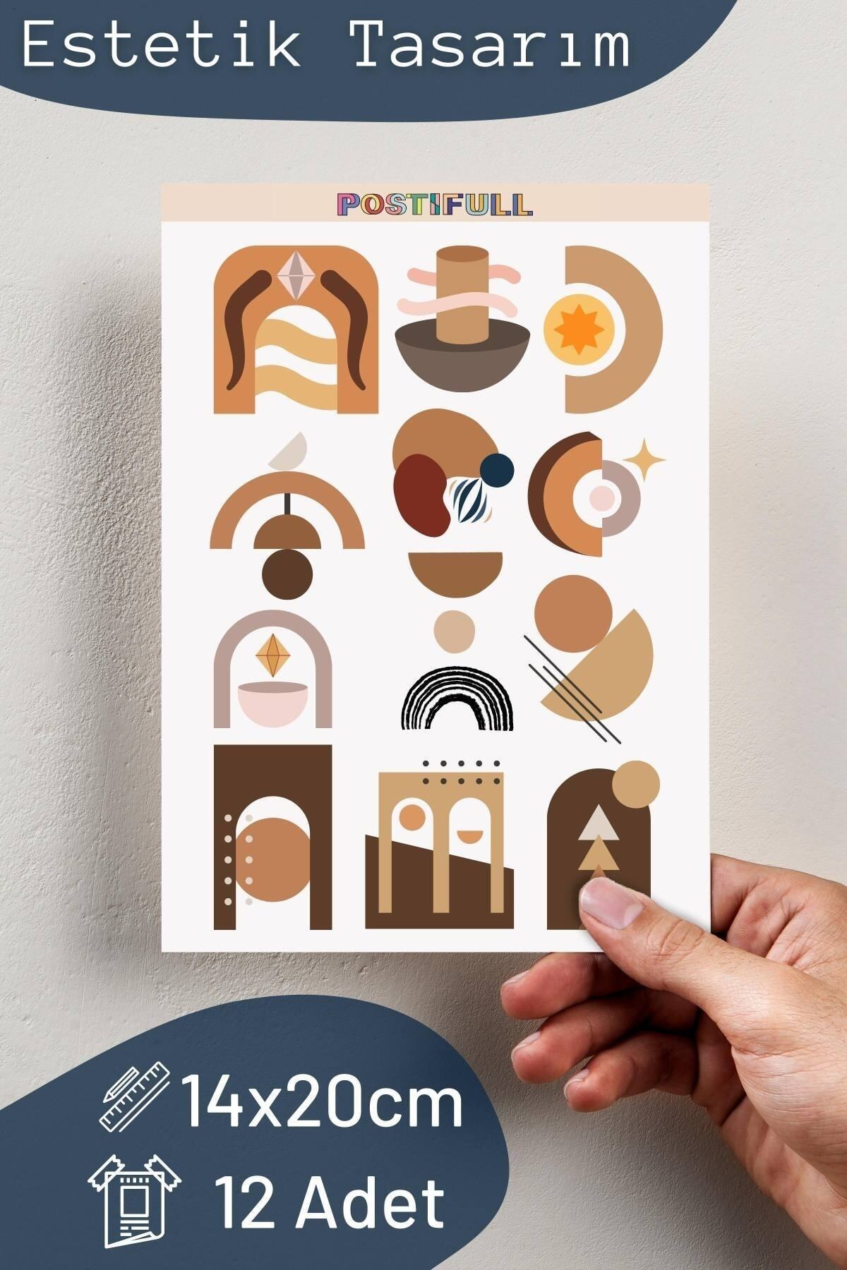 Boho Temalı Sticker Seti - 12 Adet Etiket Seti- Telefon, Tablet, Defter Laptop Uyumlu Etiket