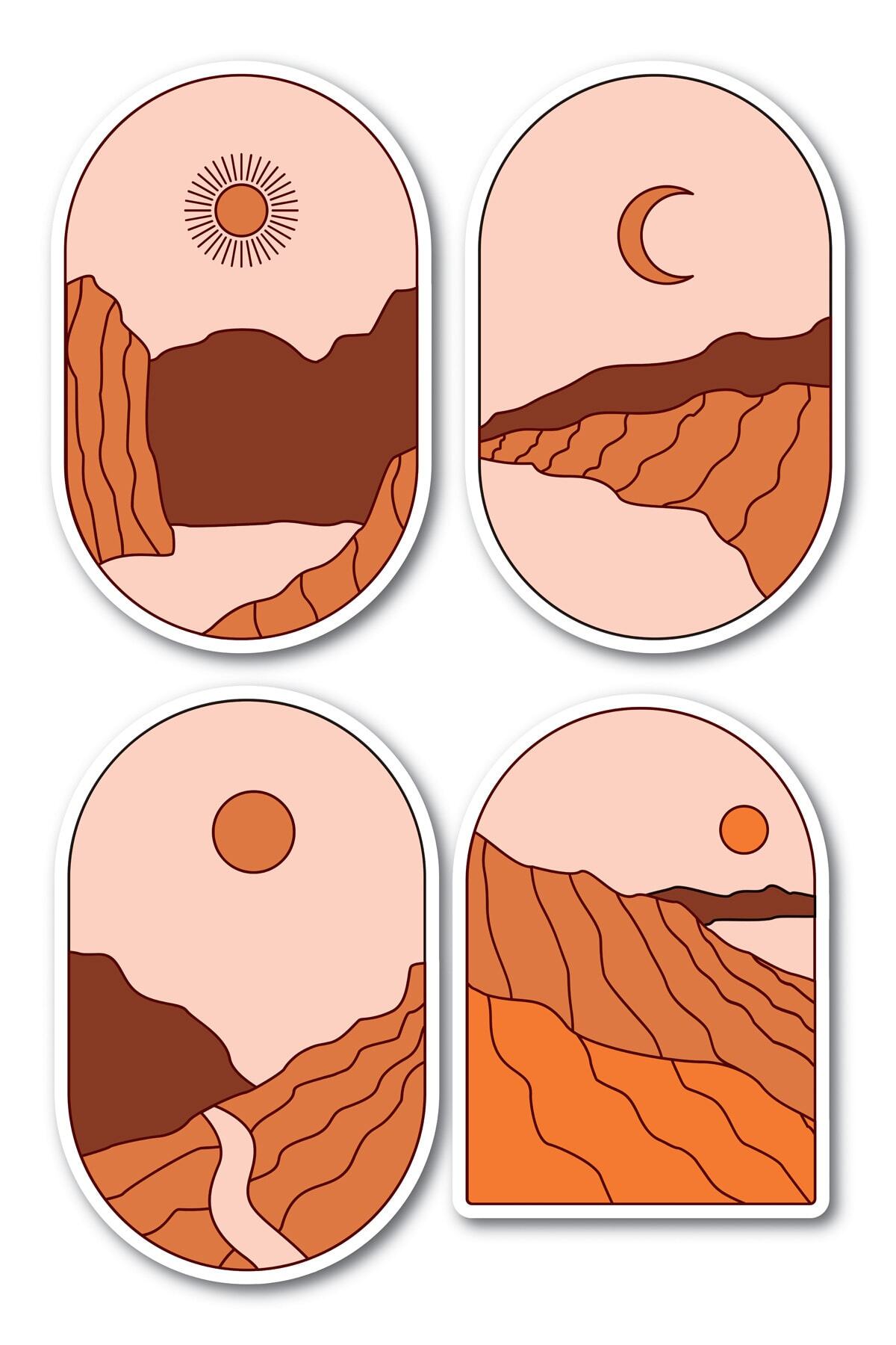 Boho Temalı Sticker Seti - 4 Adet Etiket Seti- Telefon, Tablet, Defter Laptop Uyumlu Etiket