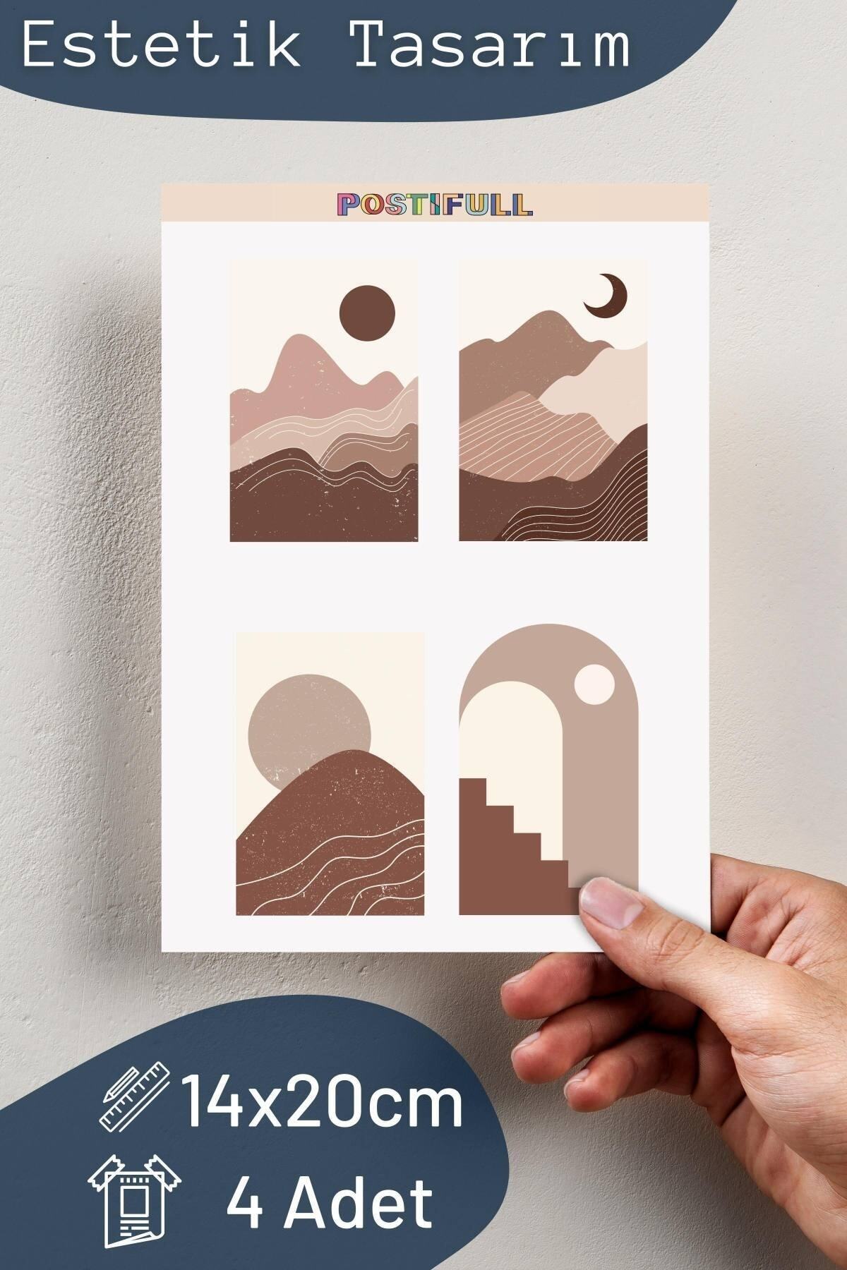 Boho Temalı Sticker Seti - 4 Adet Etiket Seti- Telefon, Tablet, Defter Laptop Uyumlu Etiket