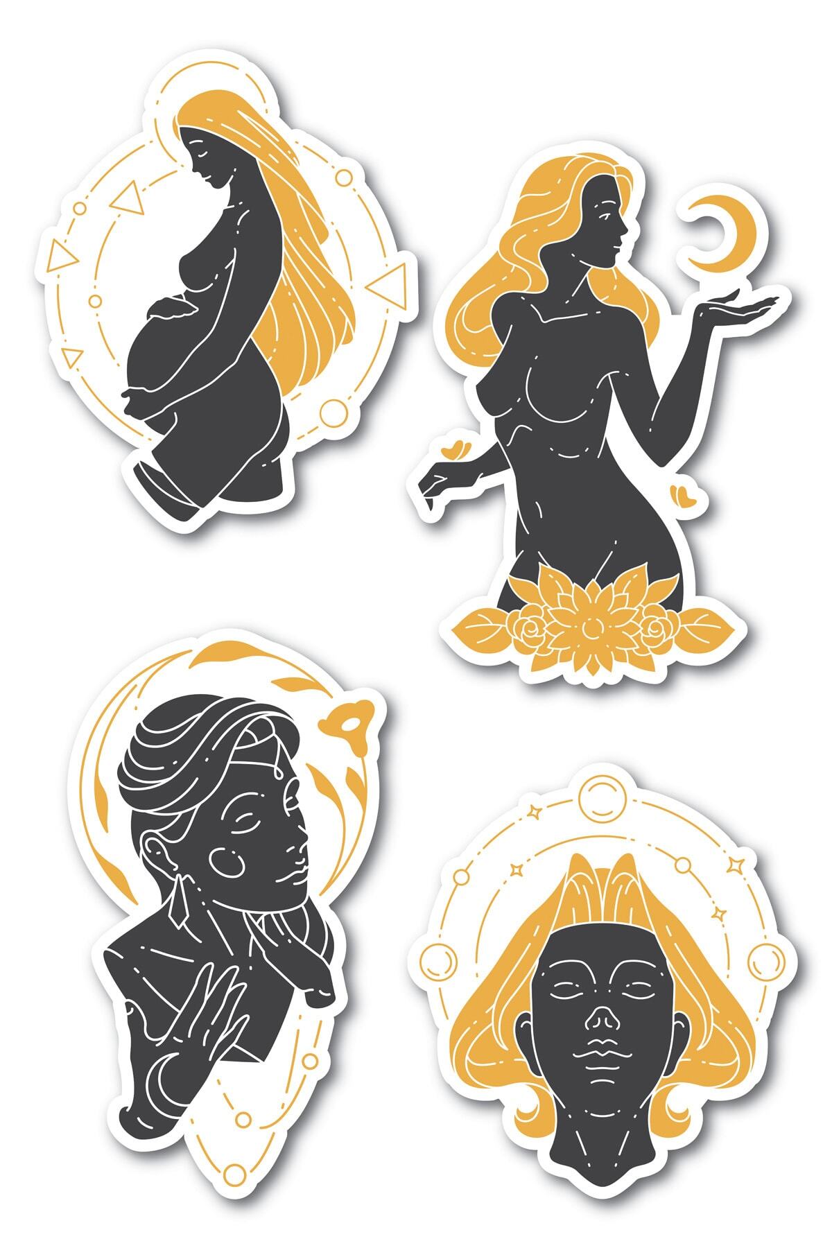 Boho Temalı Sticker Seti - 4 Adet Etiket Seti- Telefon, Tablet, Defter Laptop Uyumlu Etiket