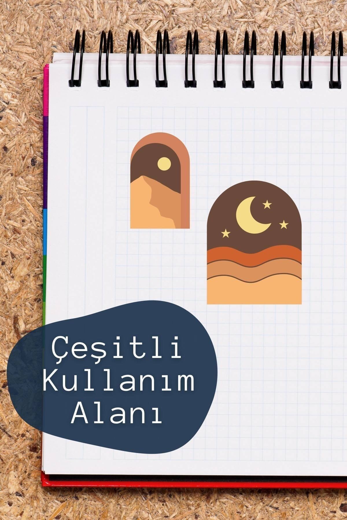 Boho Temalı Sticker Seti - 4 Adet Etiket Seti- Telefon, Tablet, Defter Laptop Uyumlu Etiket